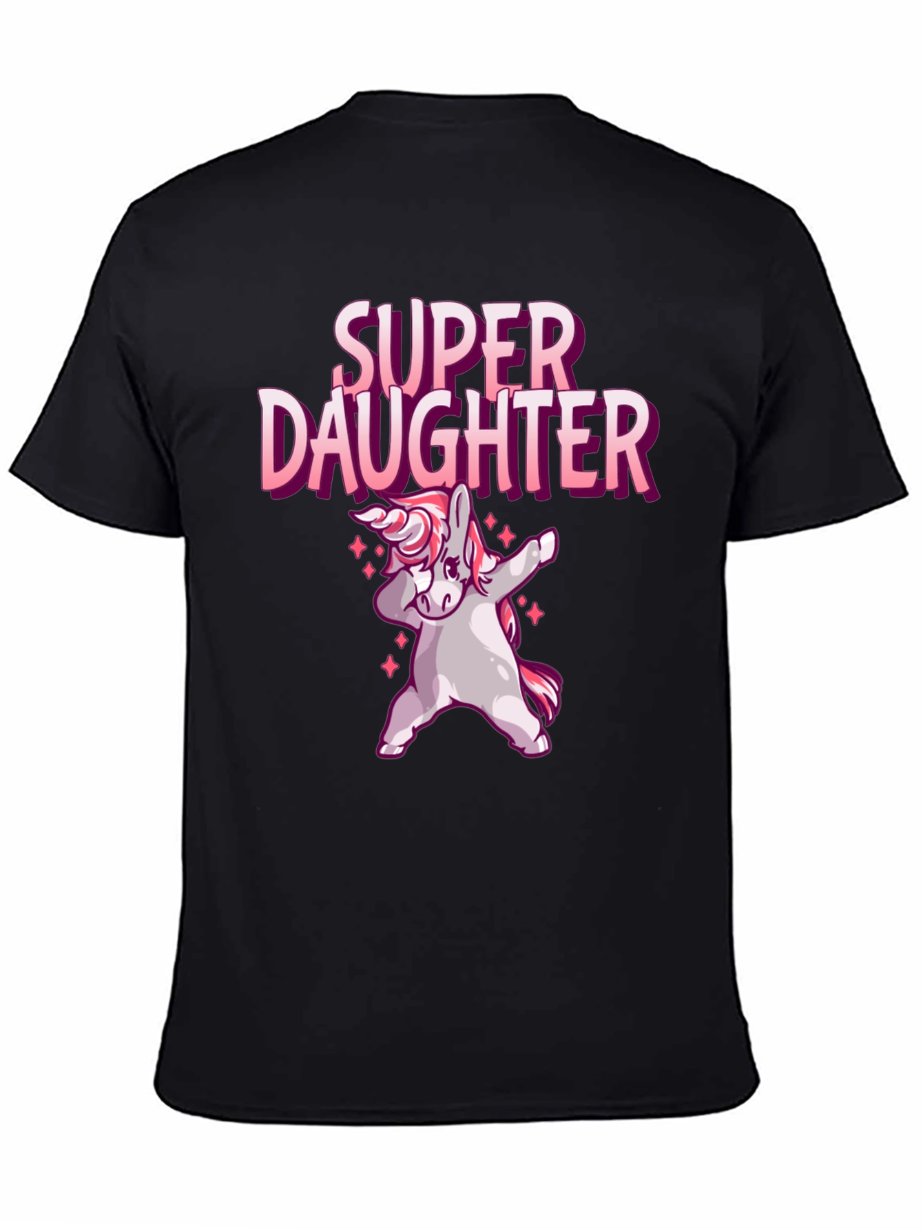 Black Super Daughter Unicorn Dab T-Shirt view 4