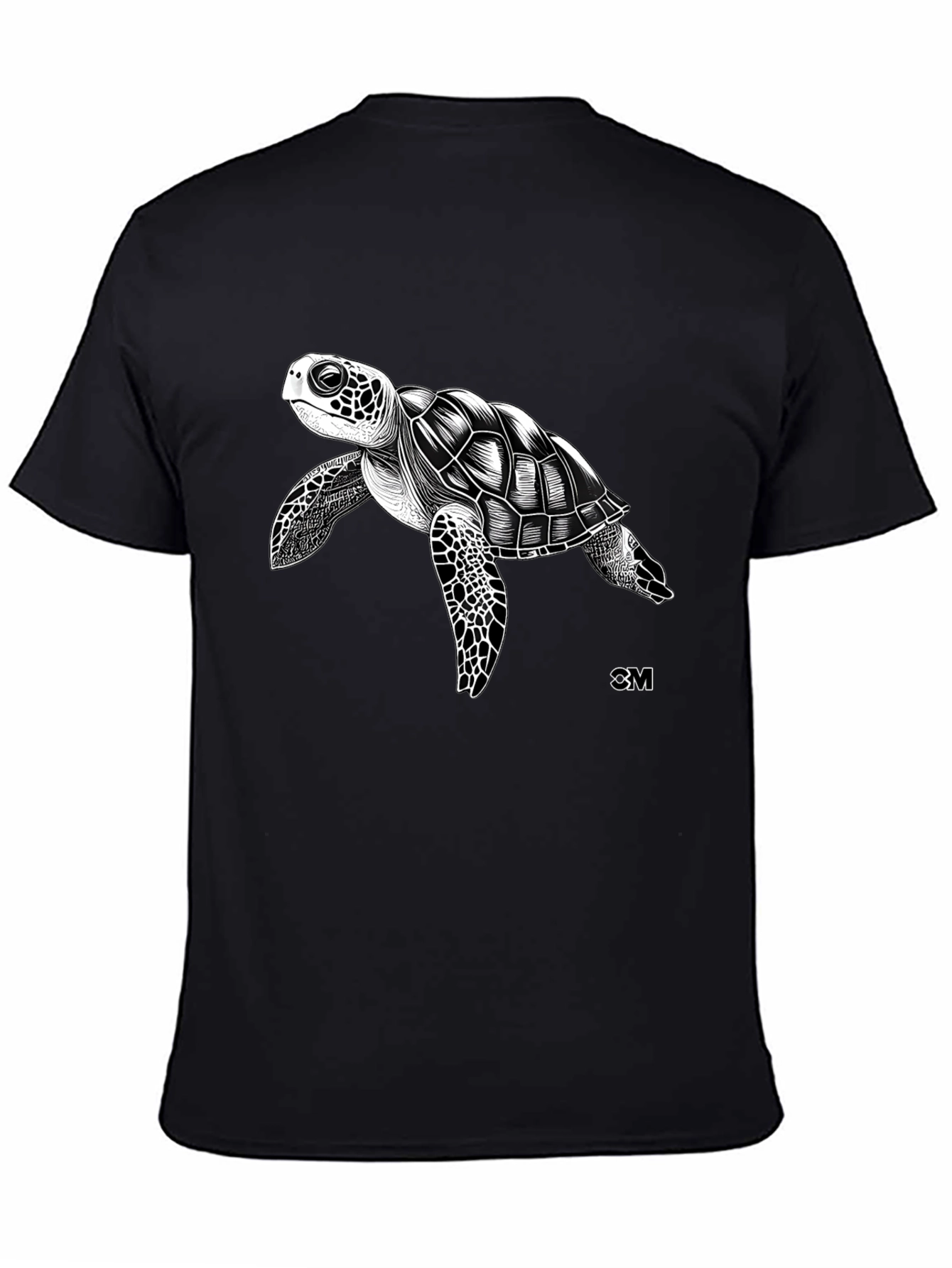 Black Sea Turtle Graphic Tee - Black Cotton Blend view 4