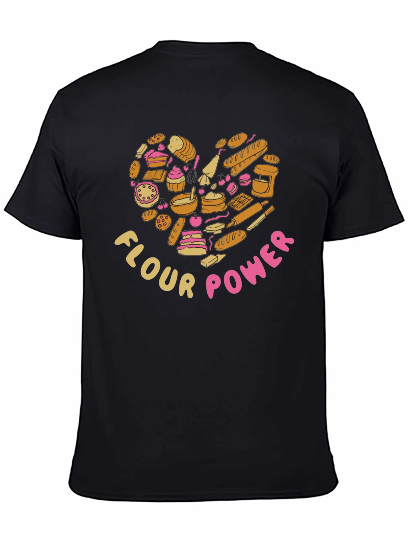 Black Flour Power Baker's Heart Graphic T-Shirt view 4