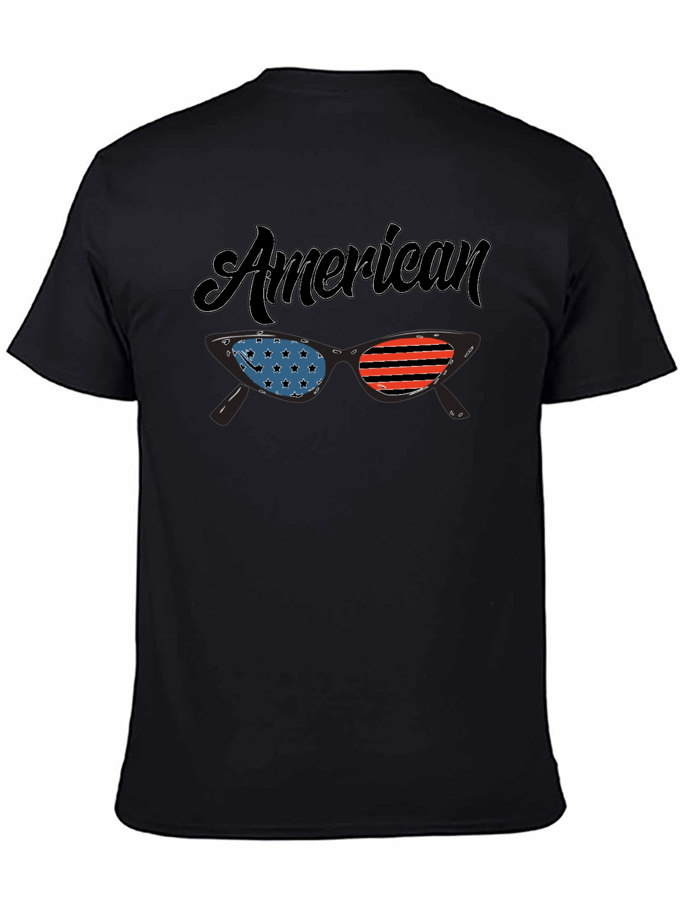Black American Flag Sunglasses Graphic T-Shirt view 4