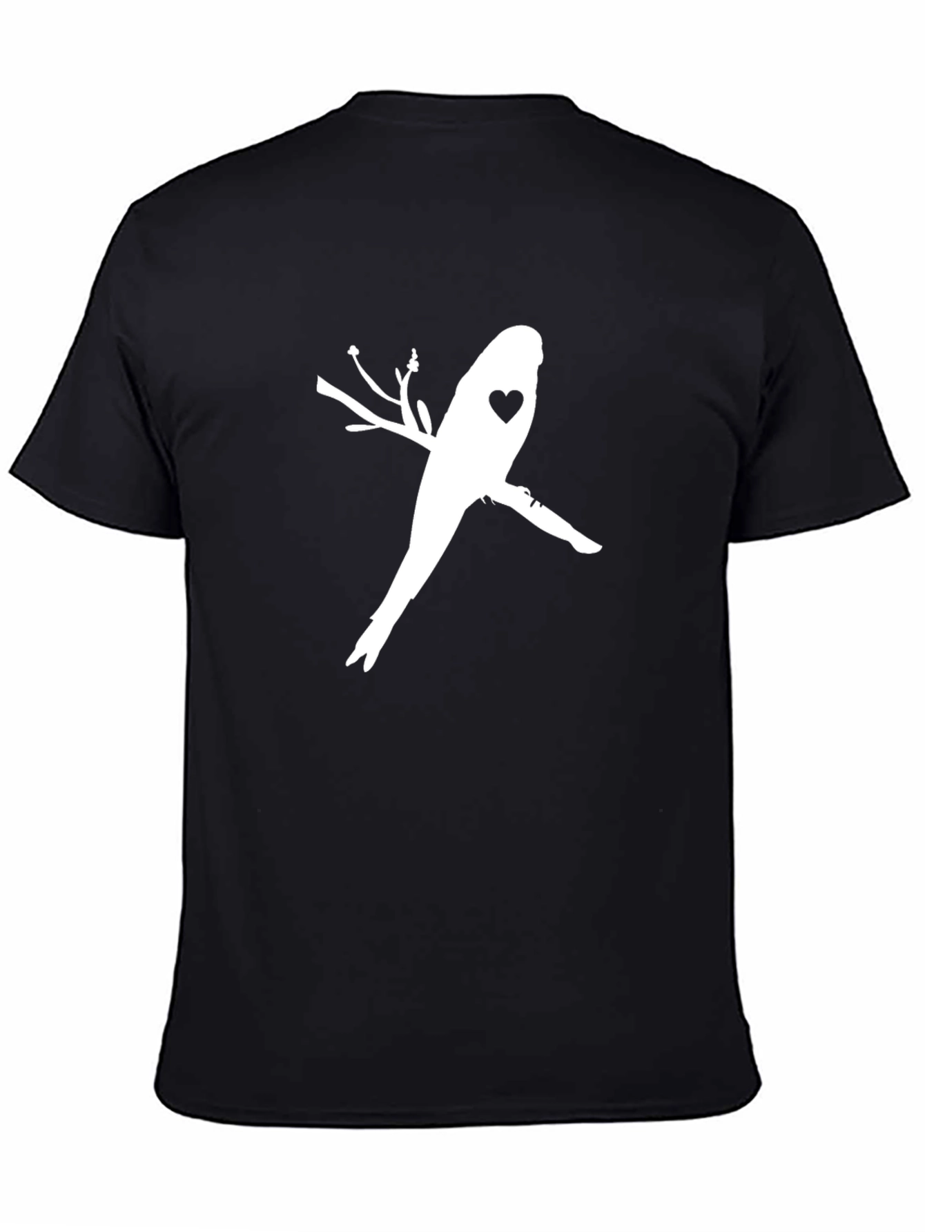 Black Bird with Heart T-Shirt - Stylish Black Tee view 4
