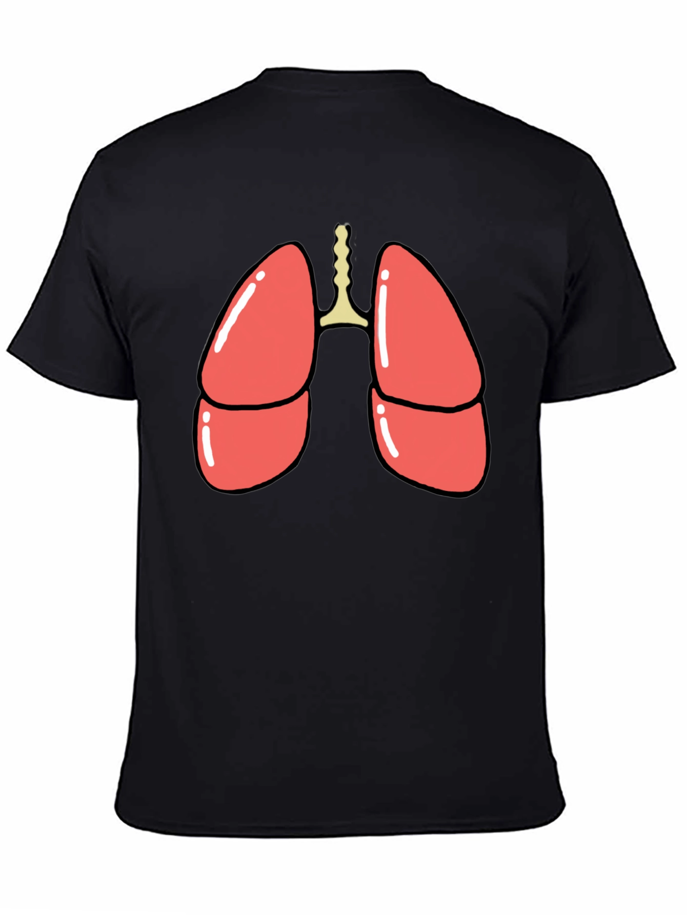 Black Anatomical Lungs Graphic T-Shirt - Black Cotton Blend view 4
