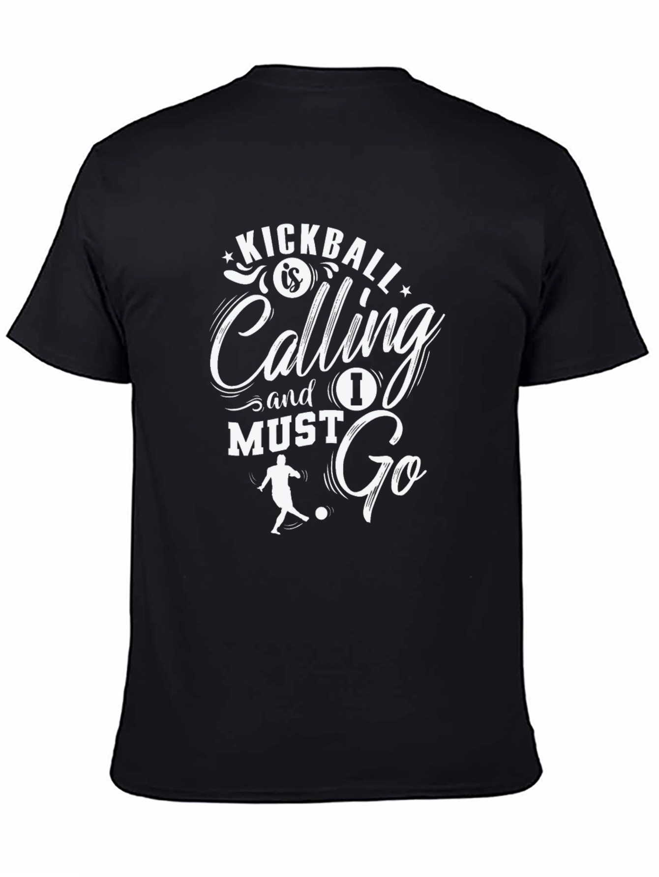 Black Kickball Calling Men's Black Graphic T-Shirt view 4