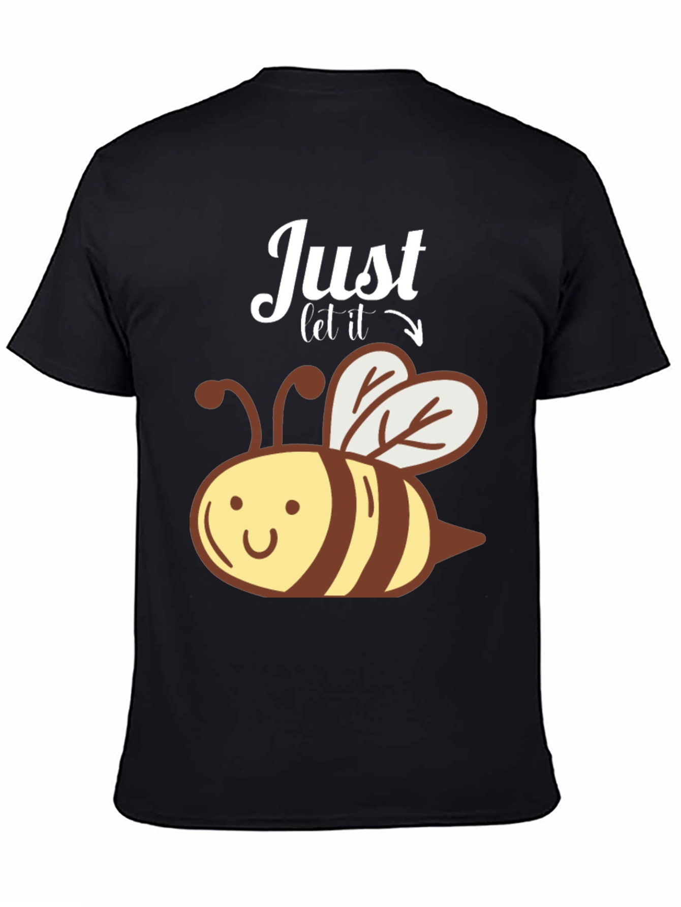 Black Just Let It Bee Funny Graphic T-Shirt view 4