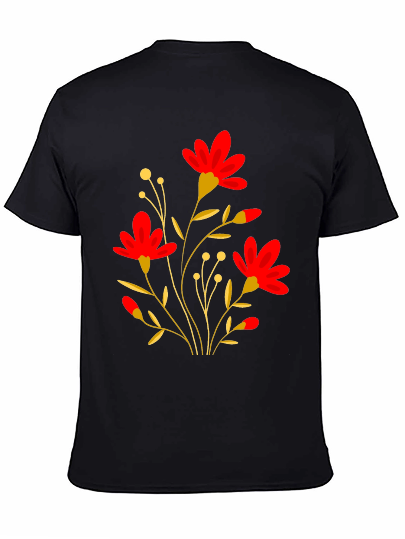 Black Floral Graphic Black T-Shirt view 4