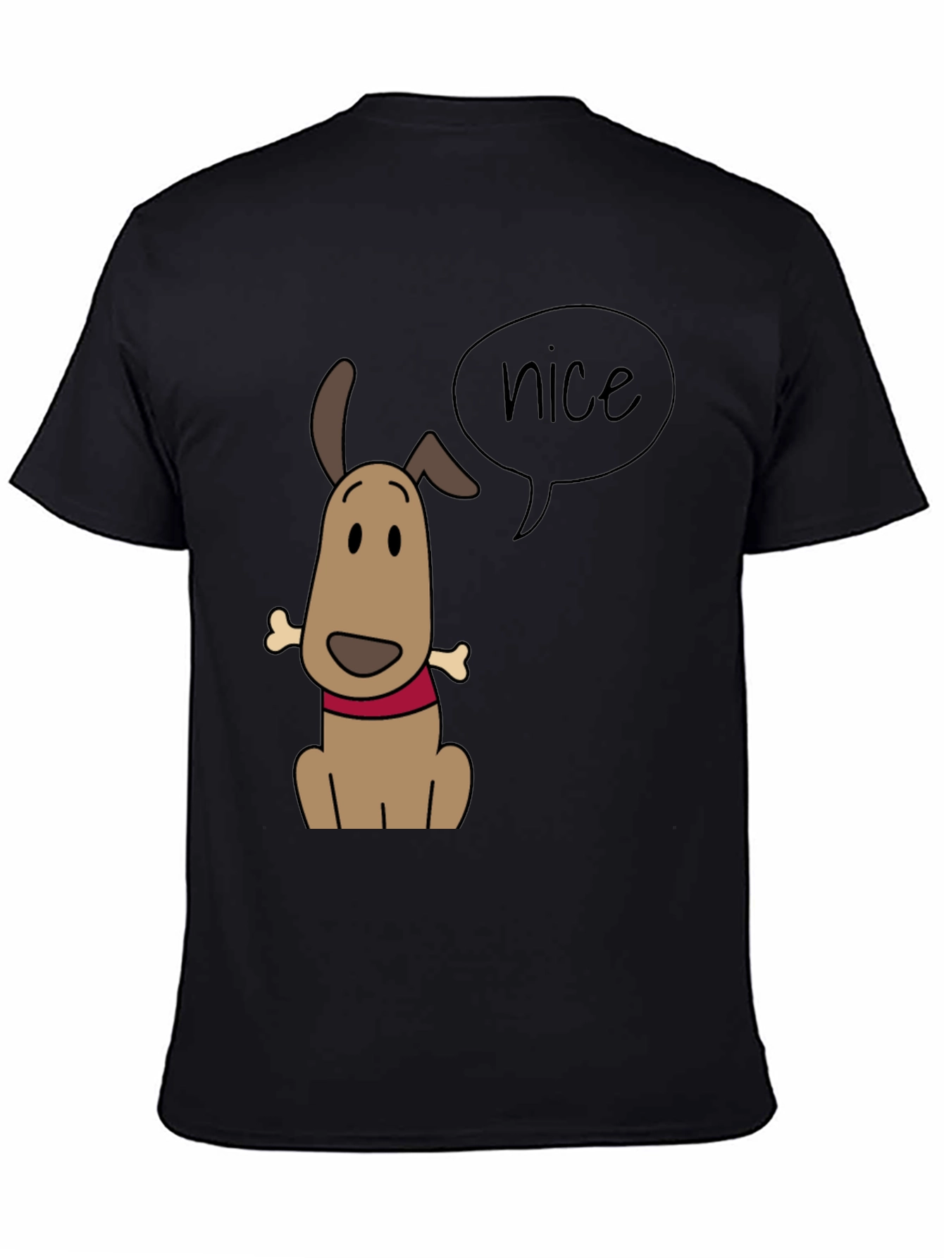 Black Nice Dog Graphic Tee - Black Casual T-Shirt view 4