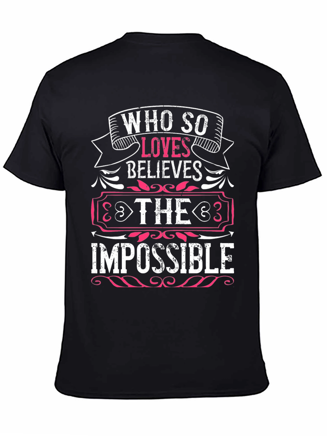 Black Who So Loves Believes Graphic T-Shirt view 4