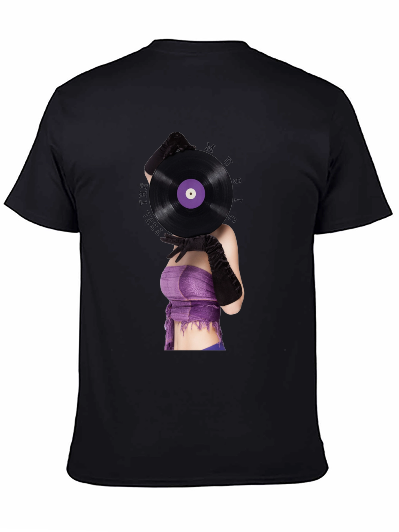 Black Vinyl Record Graphic Tee - Unique Music Lover Shirt view 4