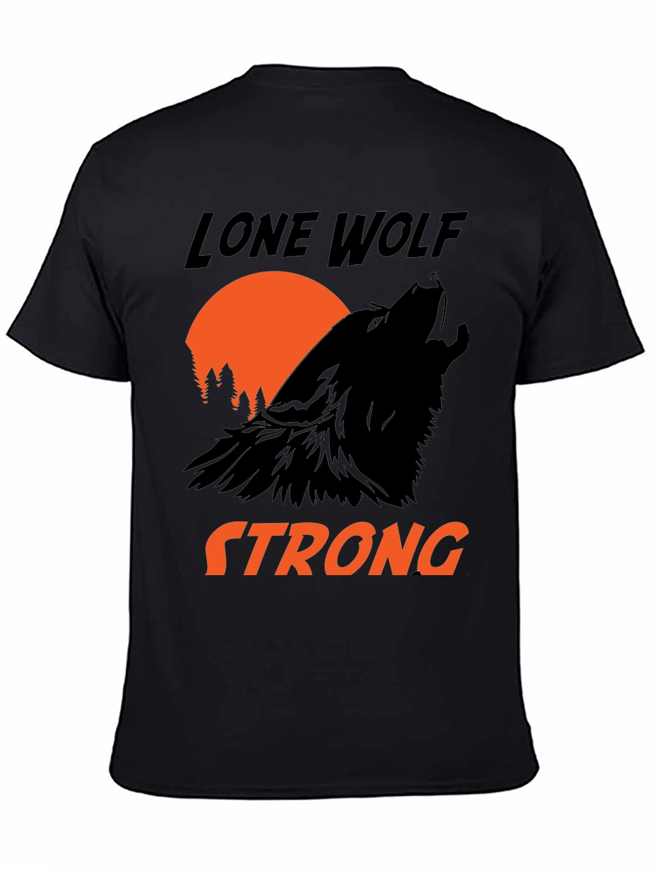 Black Lone Wolf Strong Graphic Tee - Black view 4