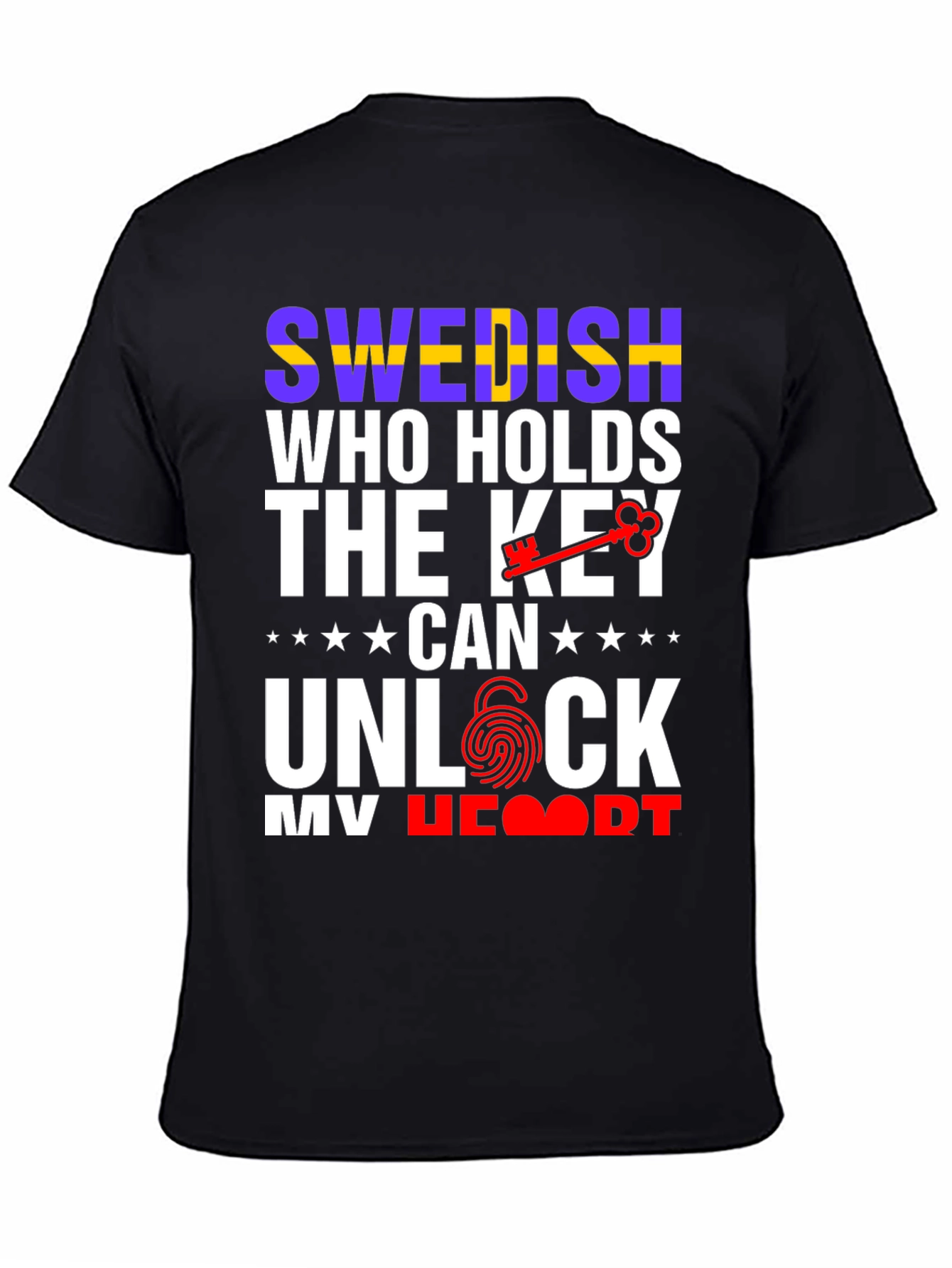 Black Swedish Key to My Heart T-Shirt view 4