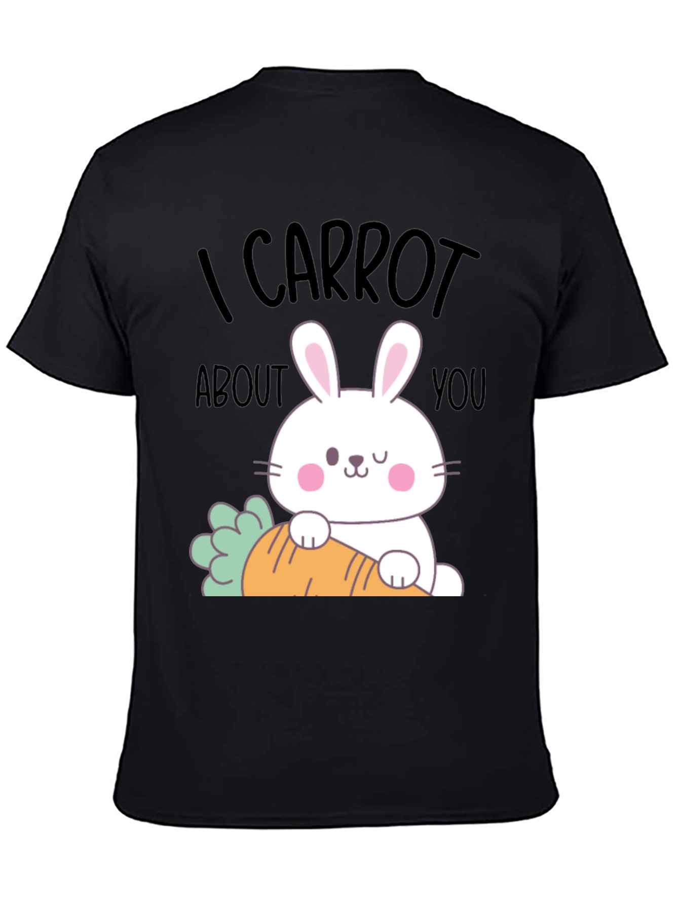 Black I Carrot About You Funny Easter Bunny T-Shirt view 4