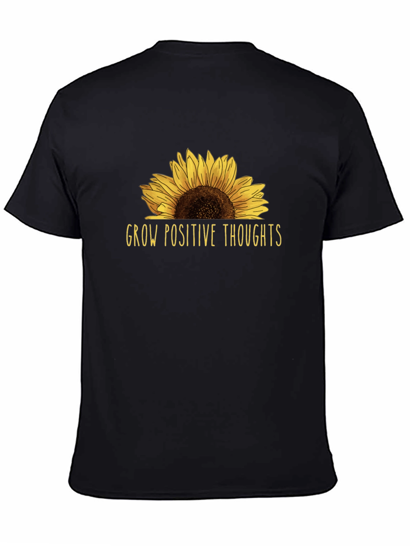 Black Grow Positive Thoughts Sunflower Graphic Tee view 4