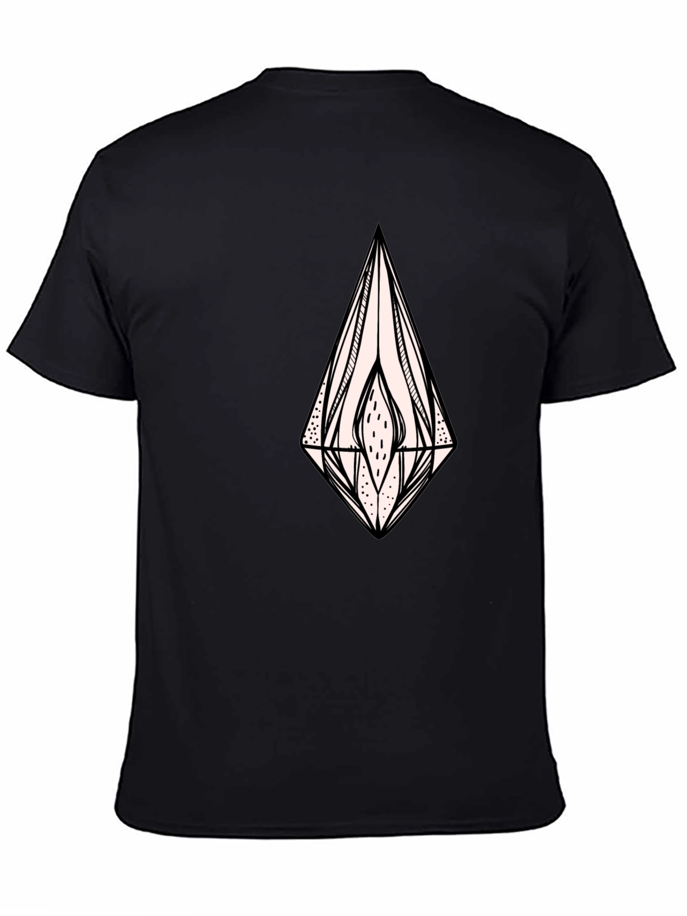 Black Black Graphic Tee - Abstract Diamond Design view 4