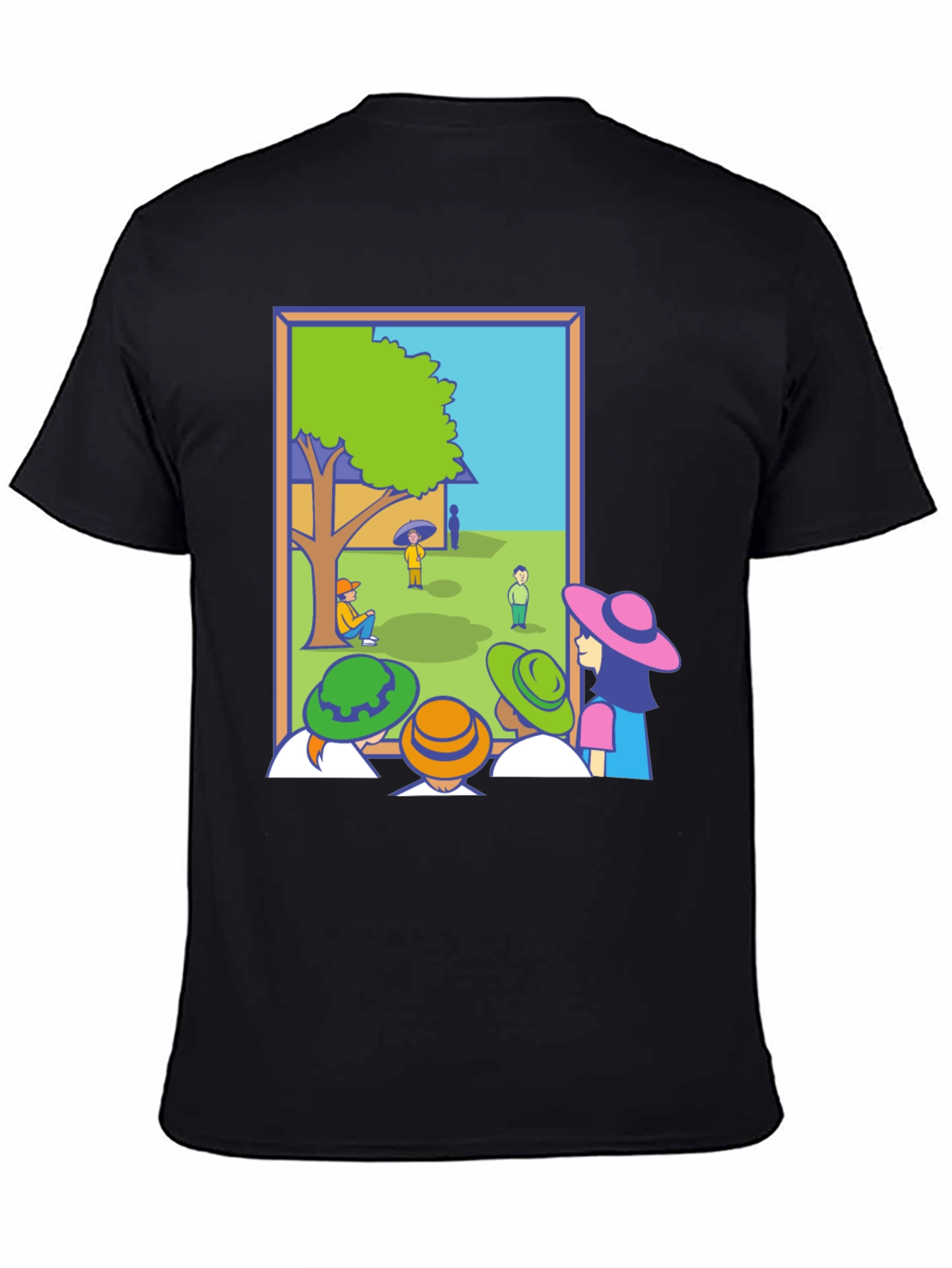 Black Cartoon Illustration Graphic Tee view 4