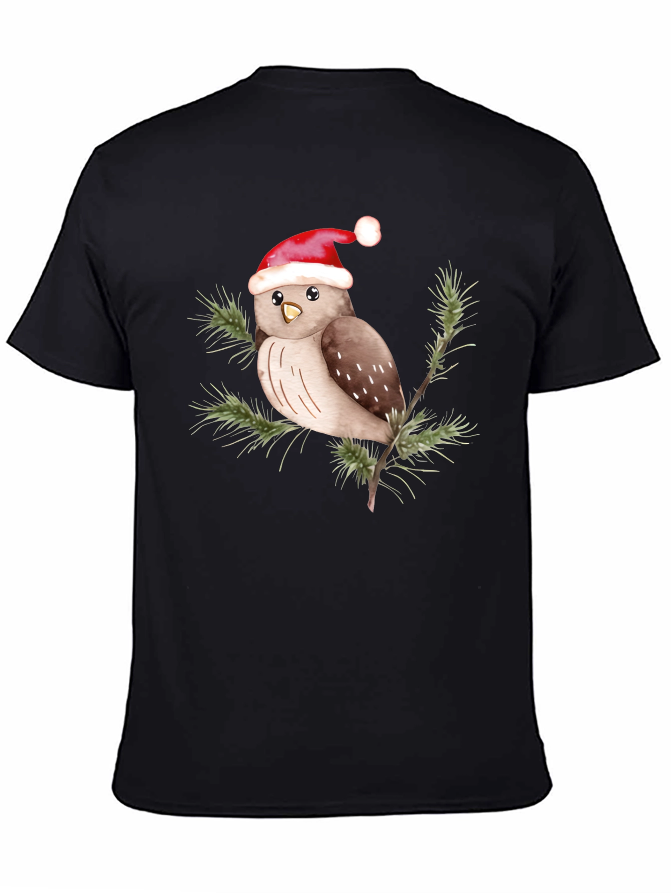 Black Festive Owl Tee - Holiday Cheer view 4