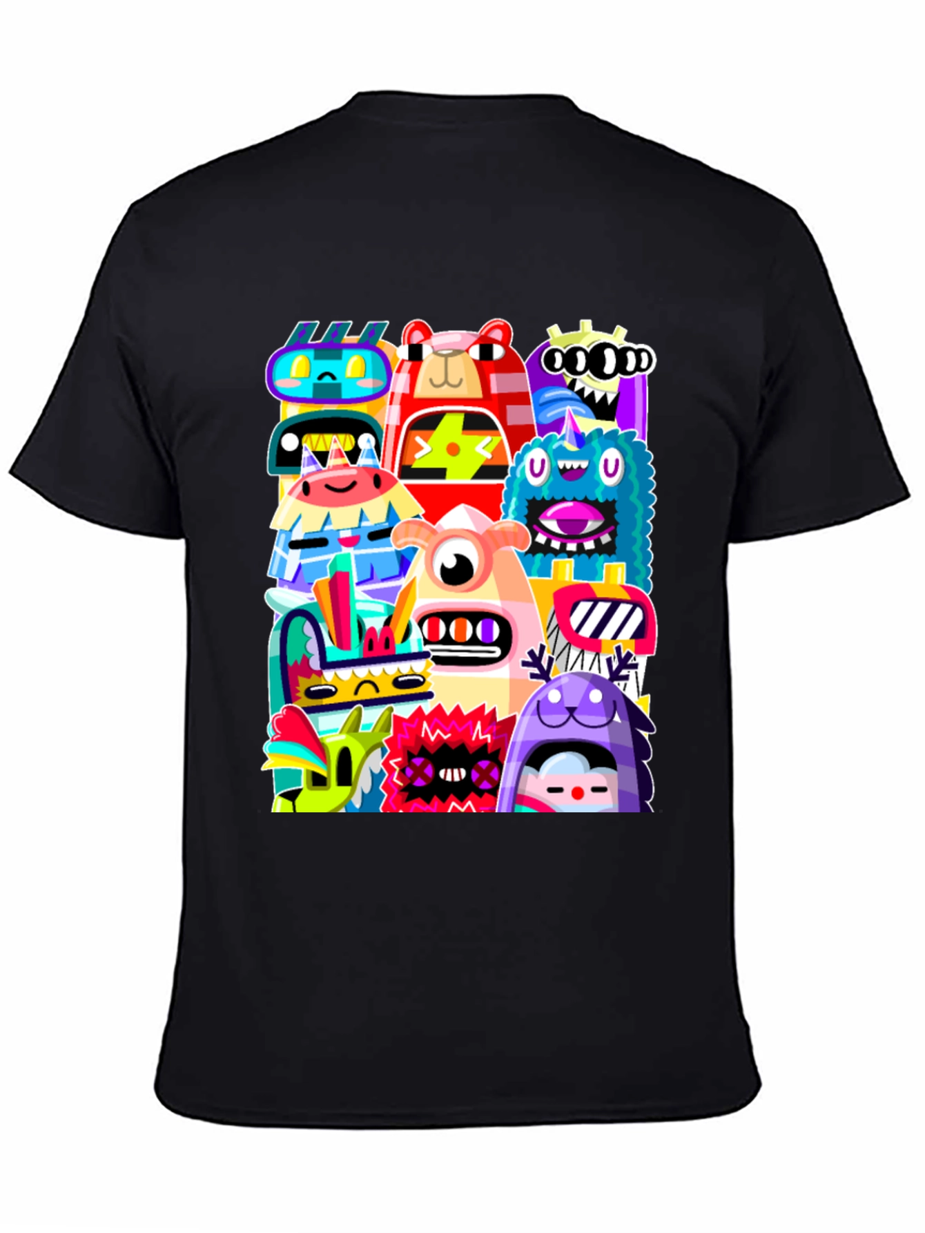 Black Monster Mash Graphic Tee - Funky Black T-Shirt view 4