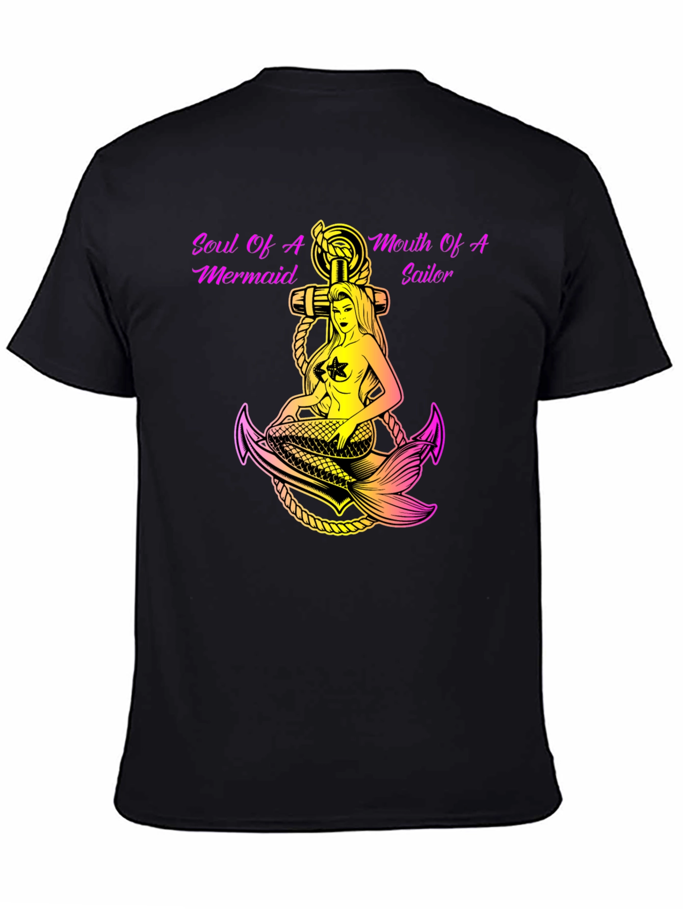 Black Soul of Mermaid, Mouth of Sailor Graphic T-Shirt view 4