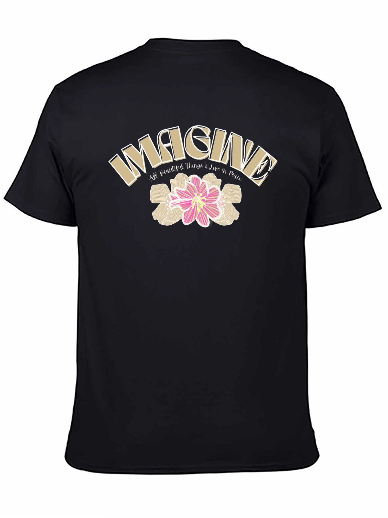 Black Imagine Graphic Tee - All Beautiful Things Live in Peace view 4