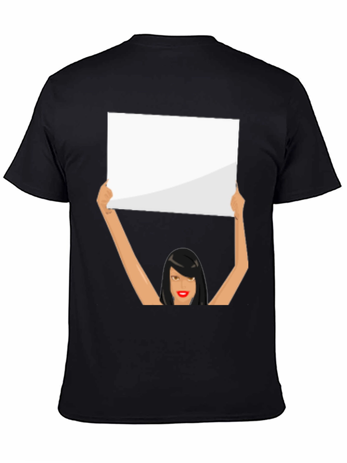 Black Novelty Graphic Tee: Woman Holding Sign view 4