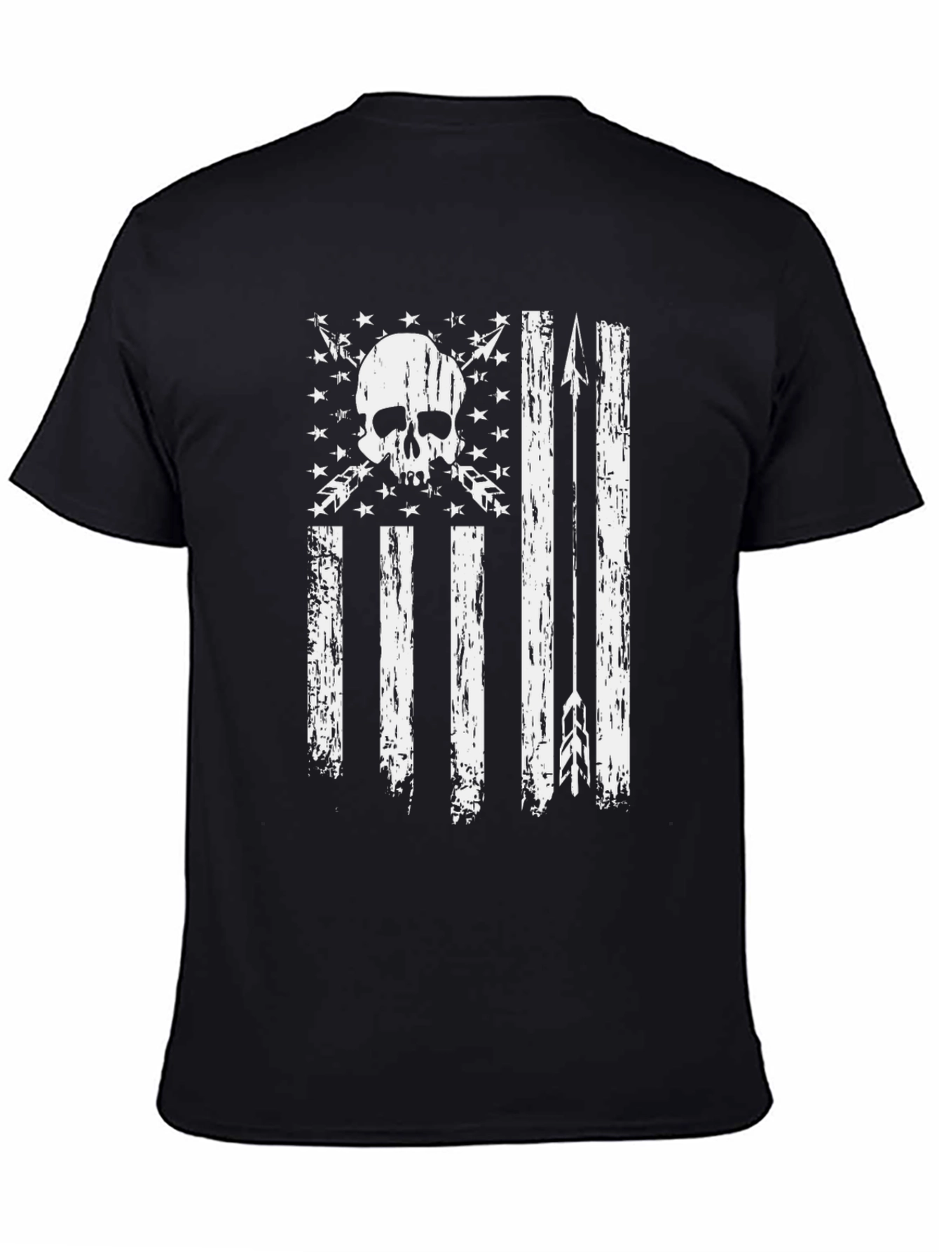 Black American Flag Skull & Arrows Graphic Tee view 4