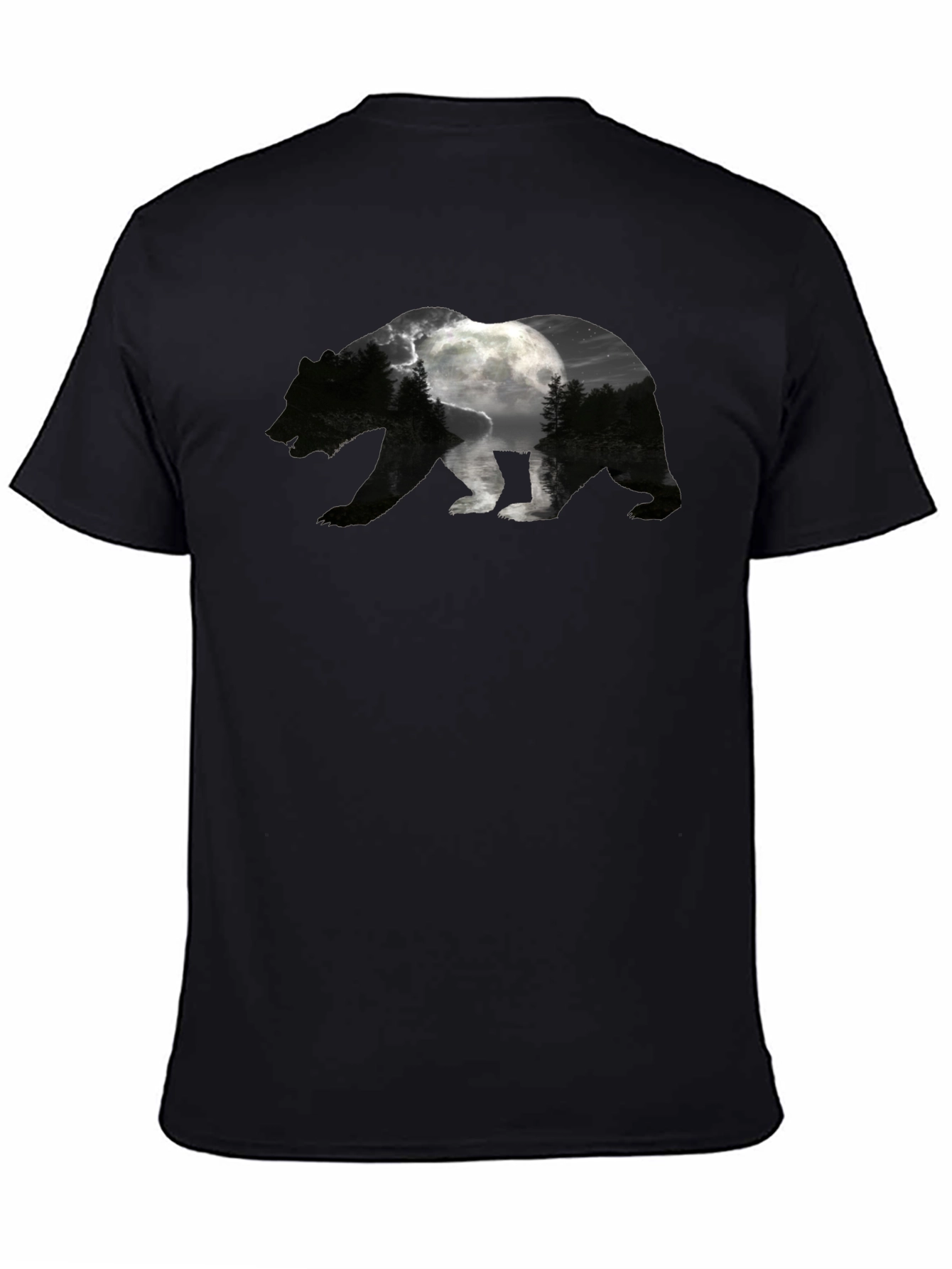 Black Bear Silhouette Moon Graphic Tee view 4