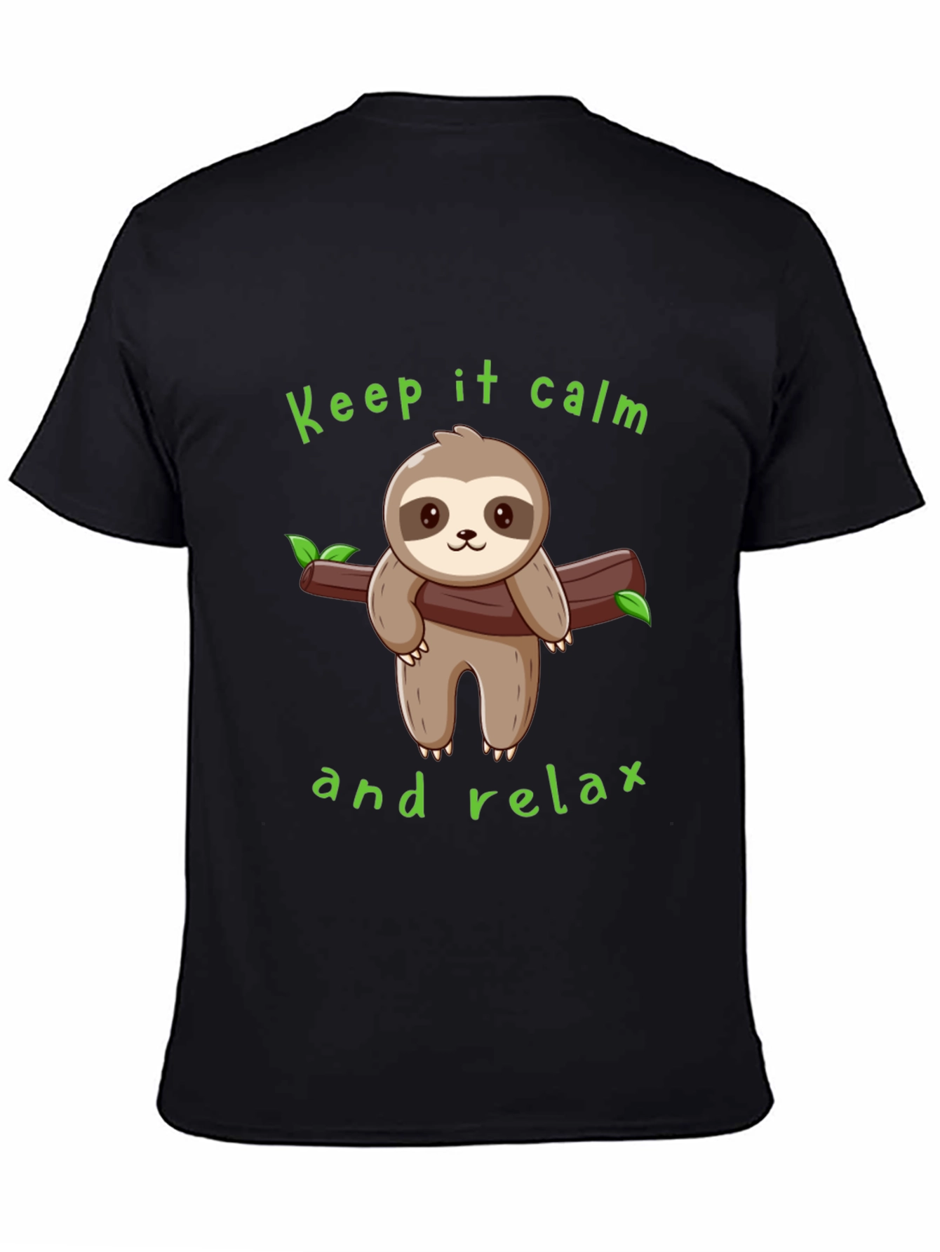 Black Keep Calm Sloth Graphic Tee view 4