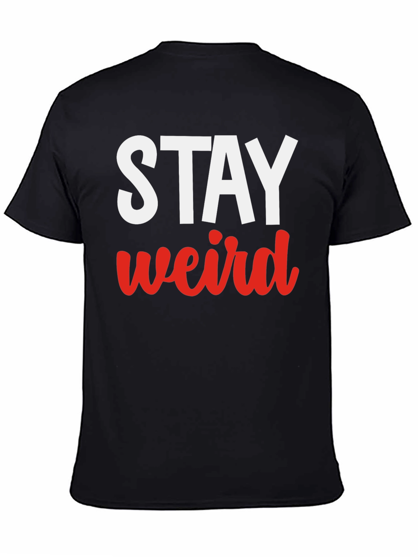 Black Stay Weird Graphic Tee - Black Casual T-Shirt view 4