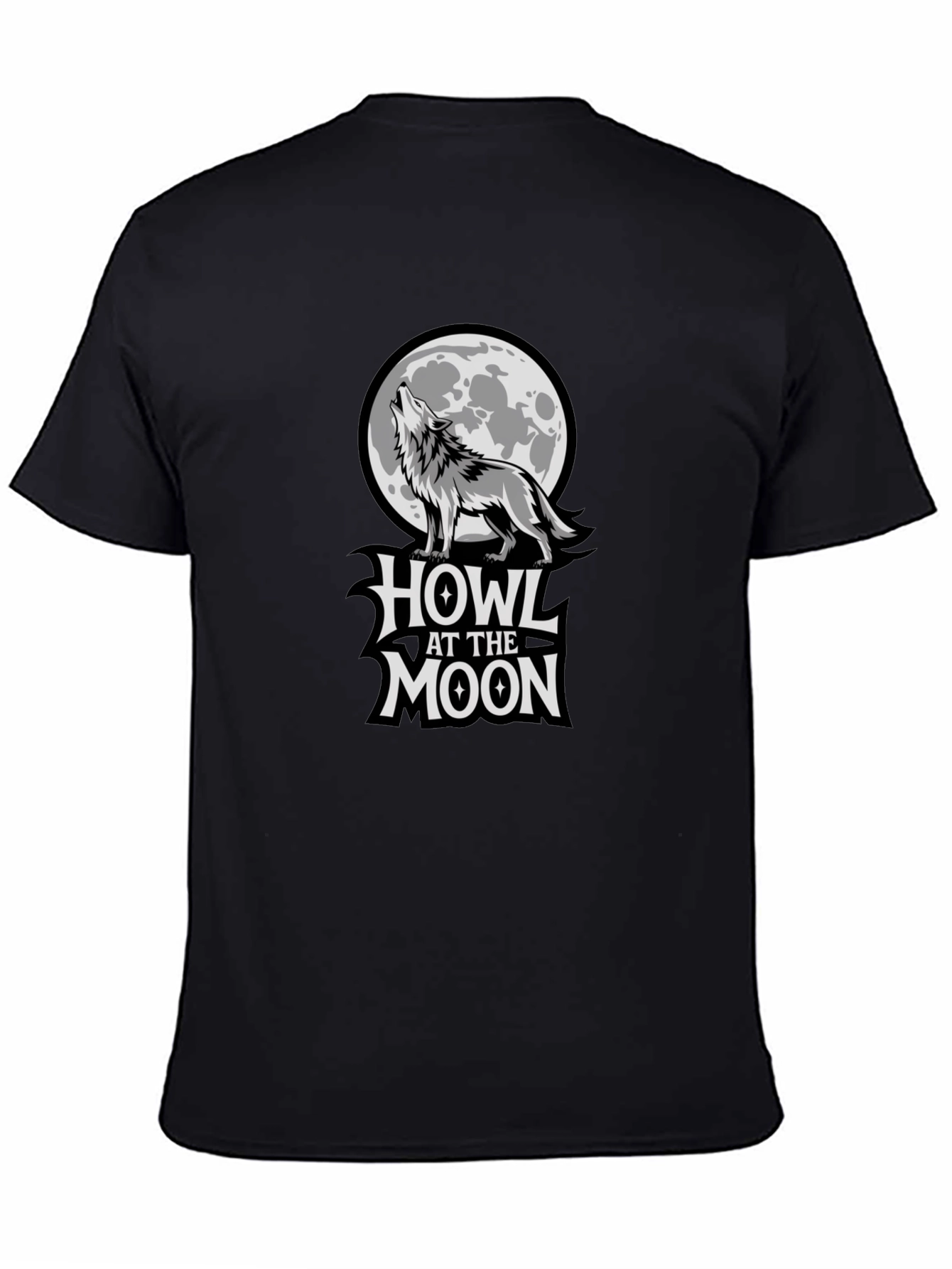 Black Howl at the Moon Graphic Tee - Black Cotton T-Shirt view 4
