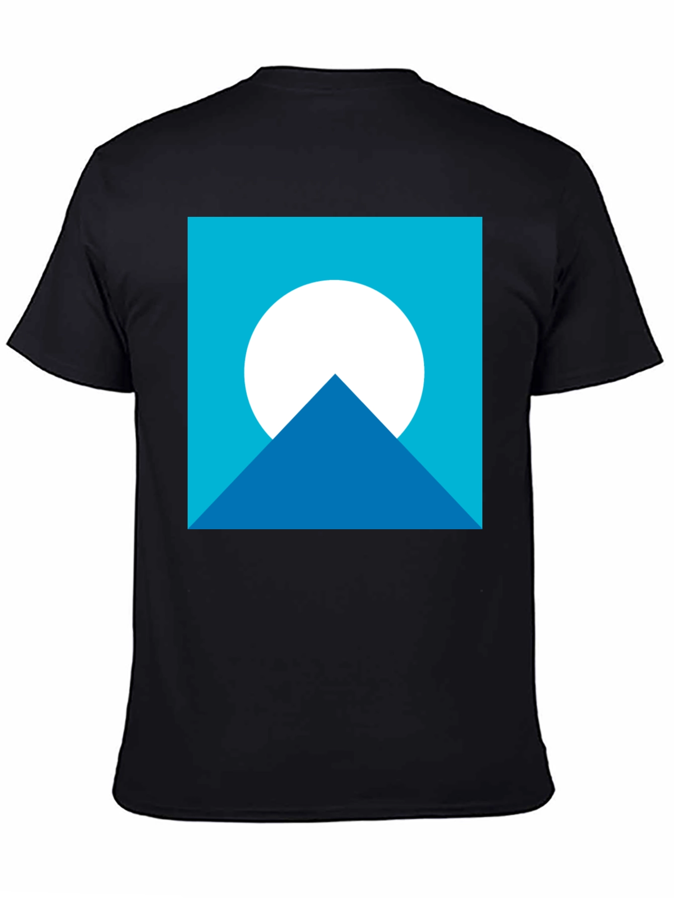 Black Geometric Mountain Moon Graphic Tee - Black view 4