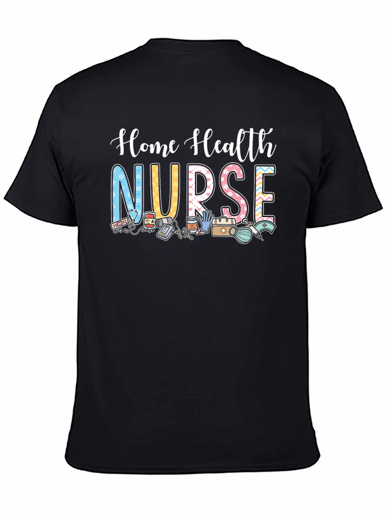 Black Home Health Nurse Graphic T-Shirt view 4