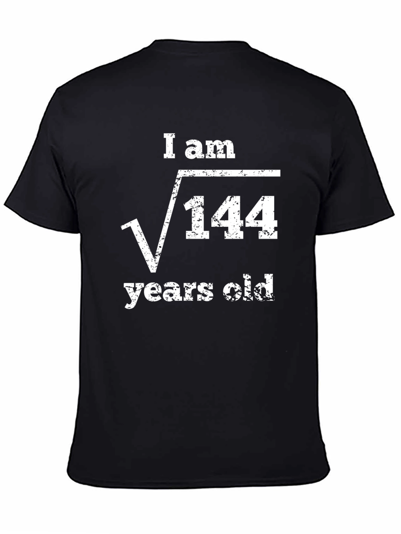 Black Funny Math Age T-Shirt - I am √144 Years Old view 4