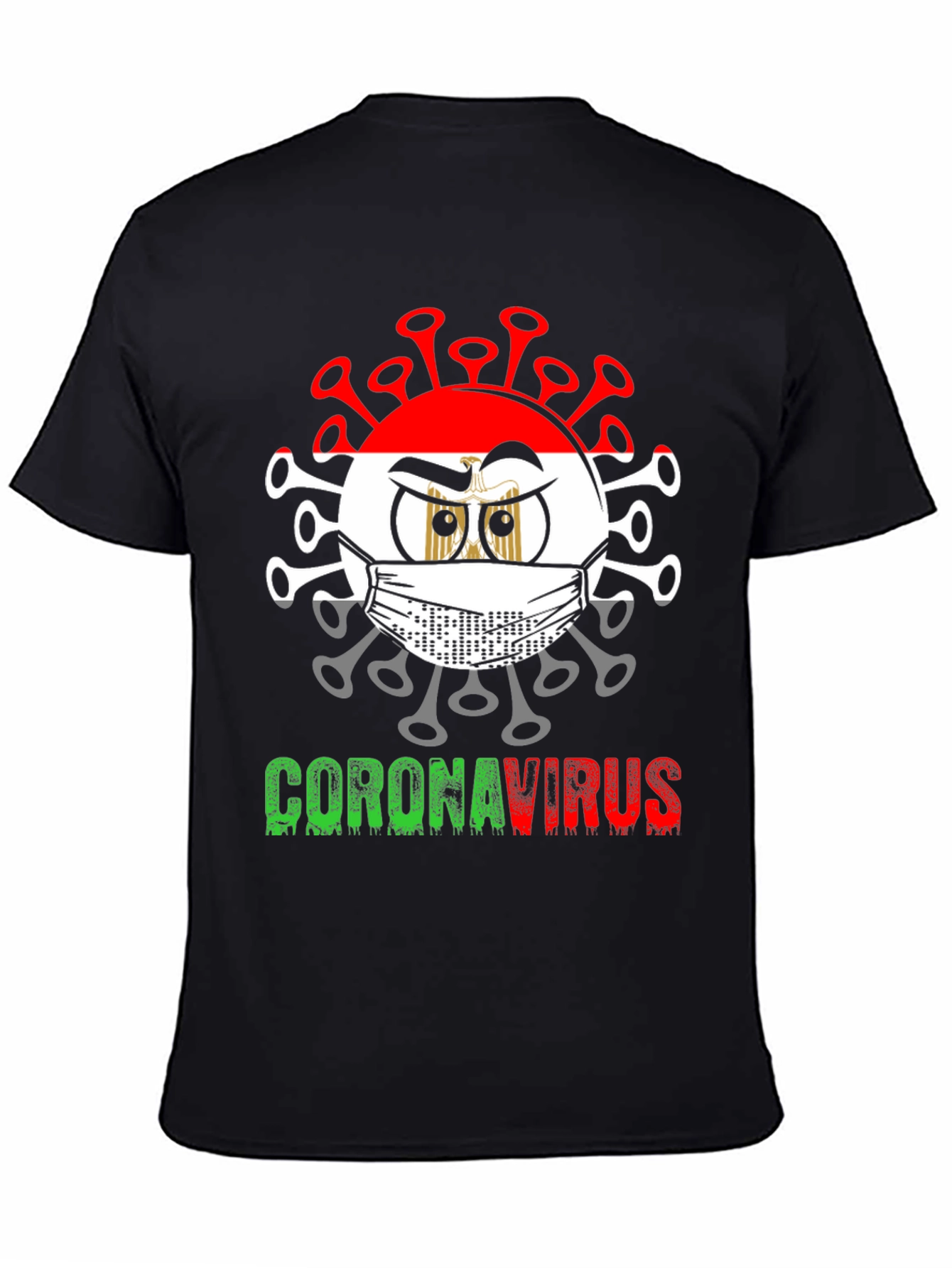 Black Egypt Corona Virus Graphic T-Shirt view 4