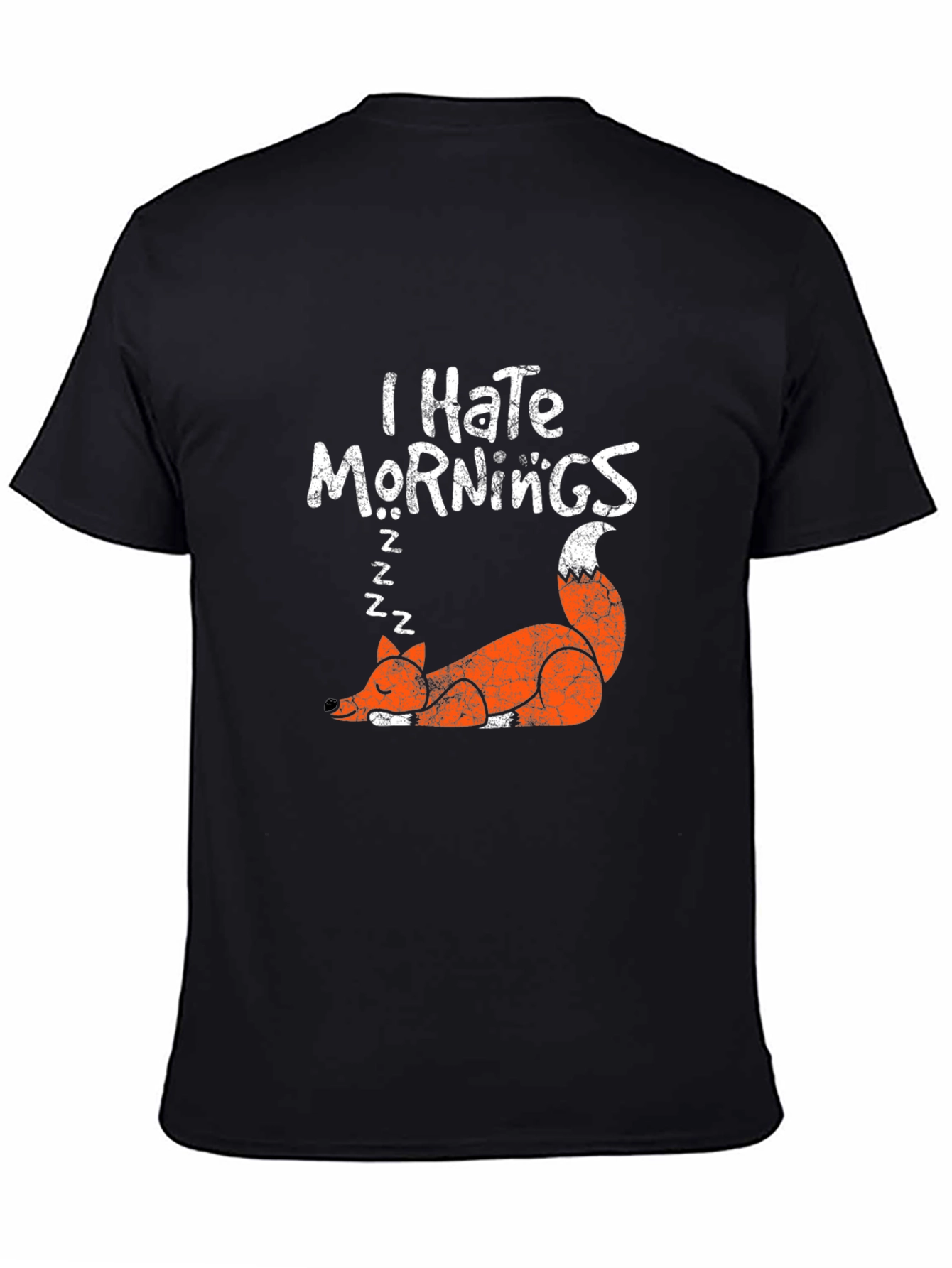Black I Hate Mornings Fox Graphic T-Shirt view 4