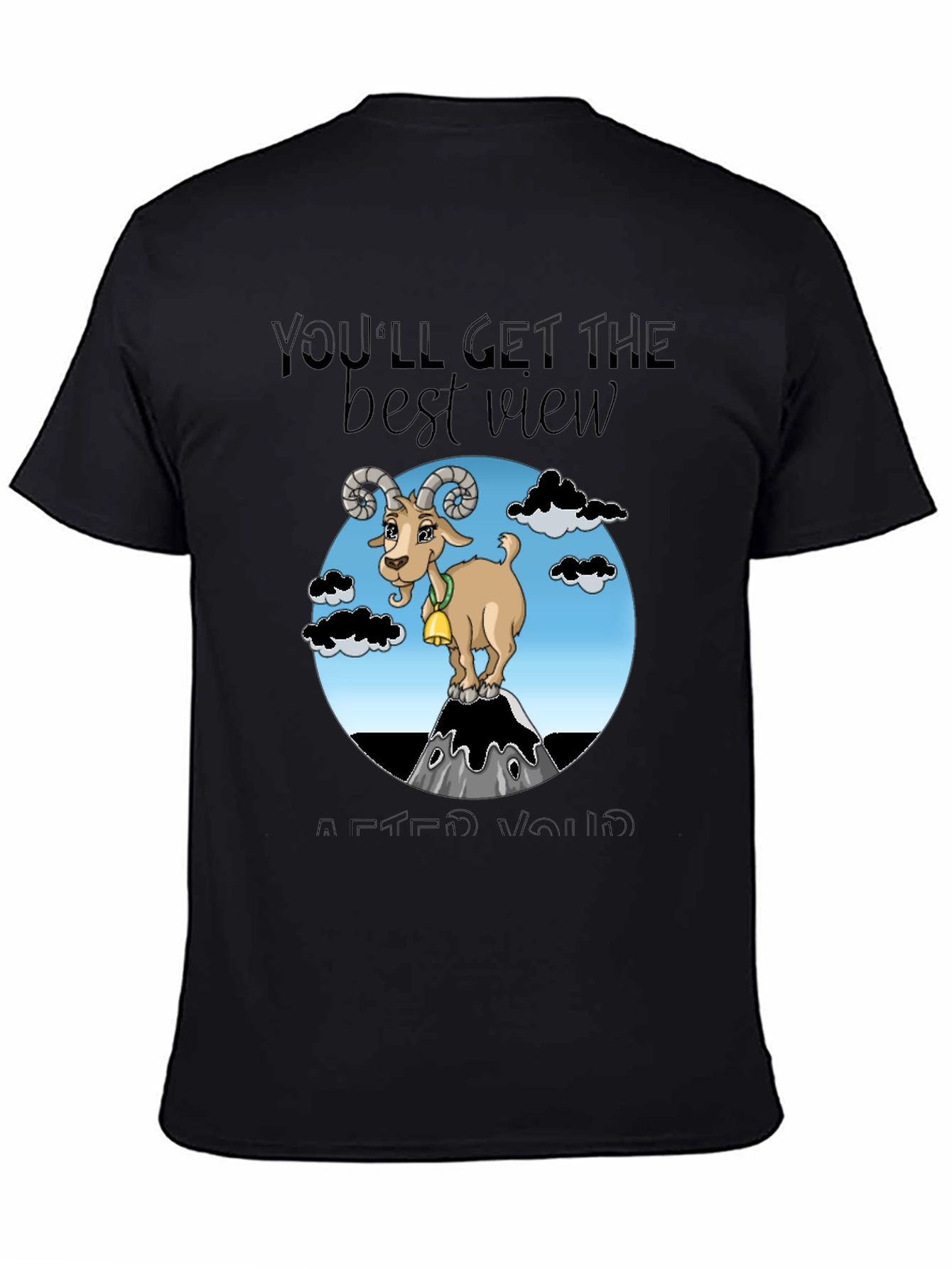 Black Motivational Goat Tee: Best View After You Climb view 4