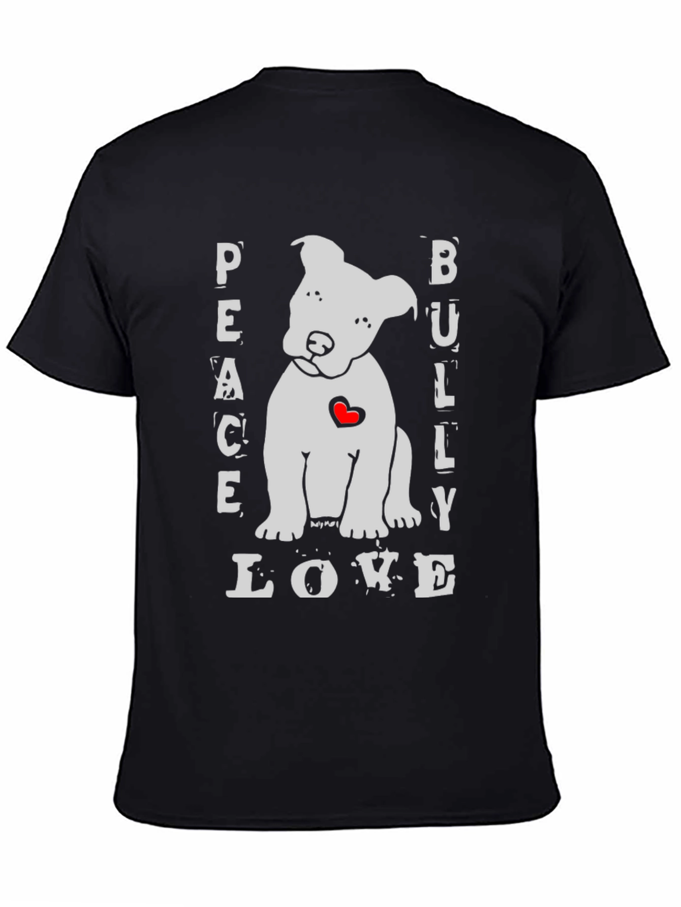 Black Peace Bully Love T-Shirt - Cute Dog Design view 4