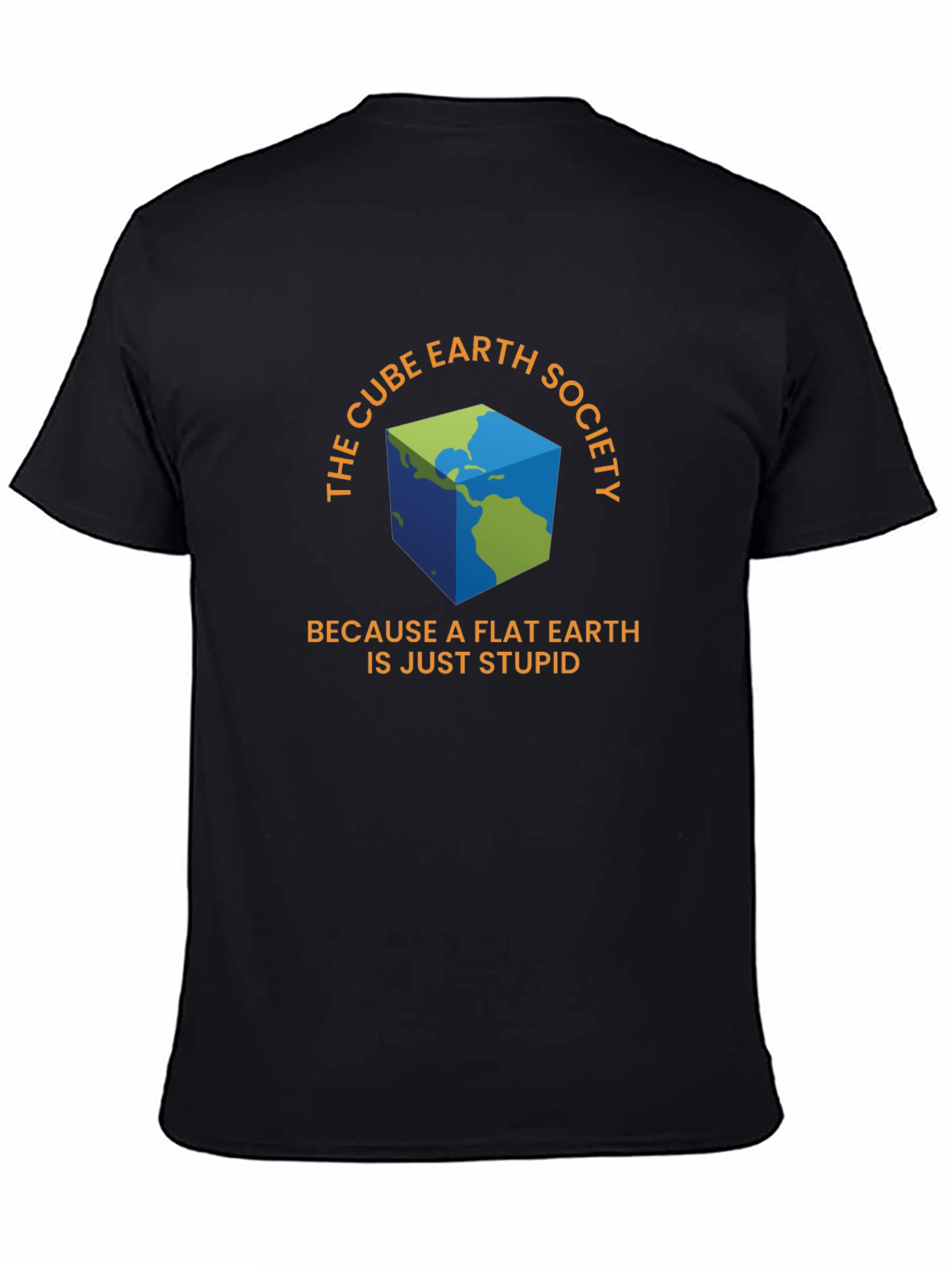 Black Cube Earth Society T-Shirt - Funny Conspiracy Tee view 4