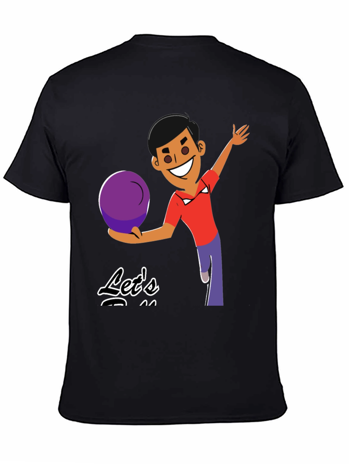 Black Bowling Cartoon Graphic Tee - Let's Bowl! view 4