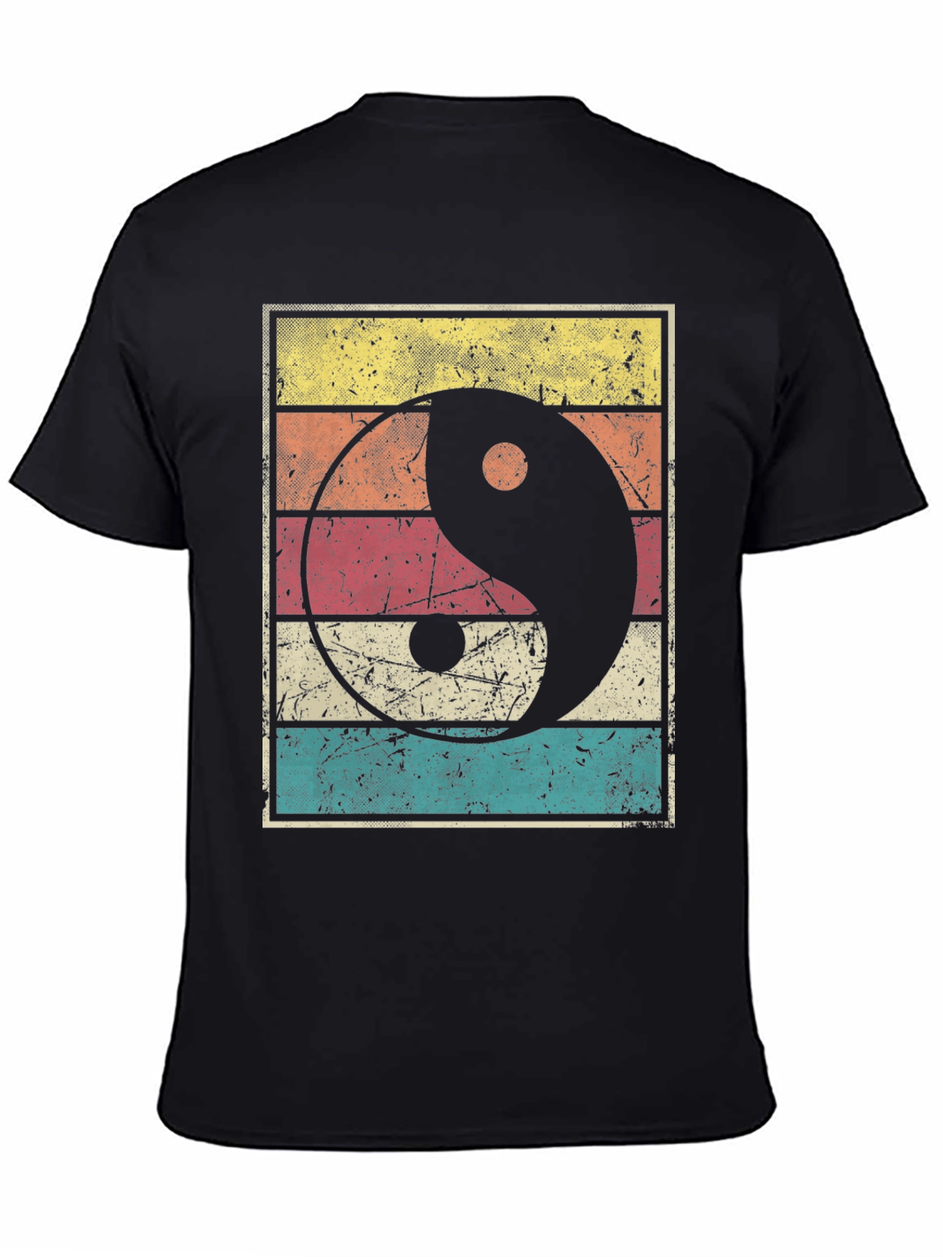 Black Yin Yang Graphic Tee Retro Style view 4