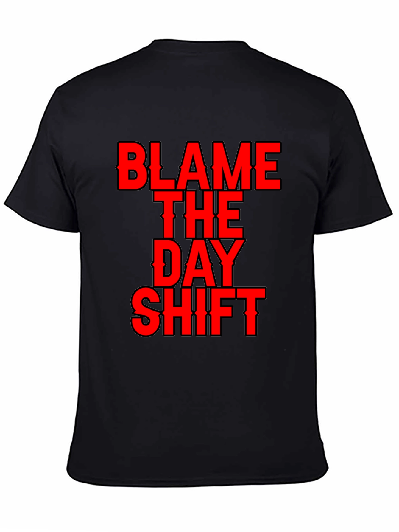 Black Blame the Day Shift T-Shirt - Black Tee view 4