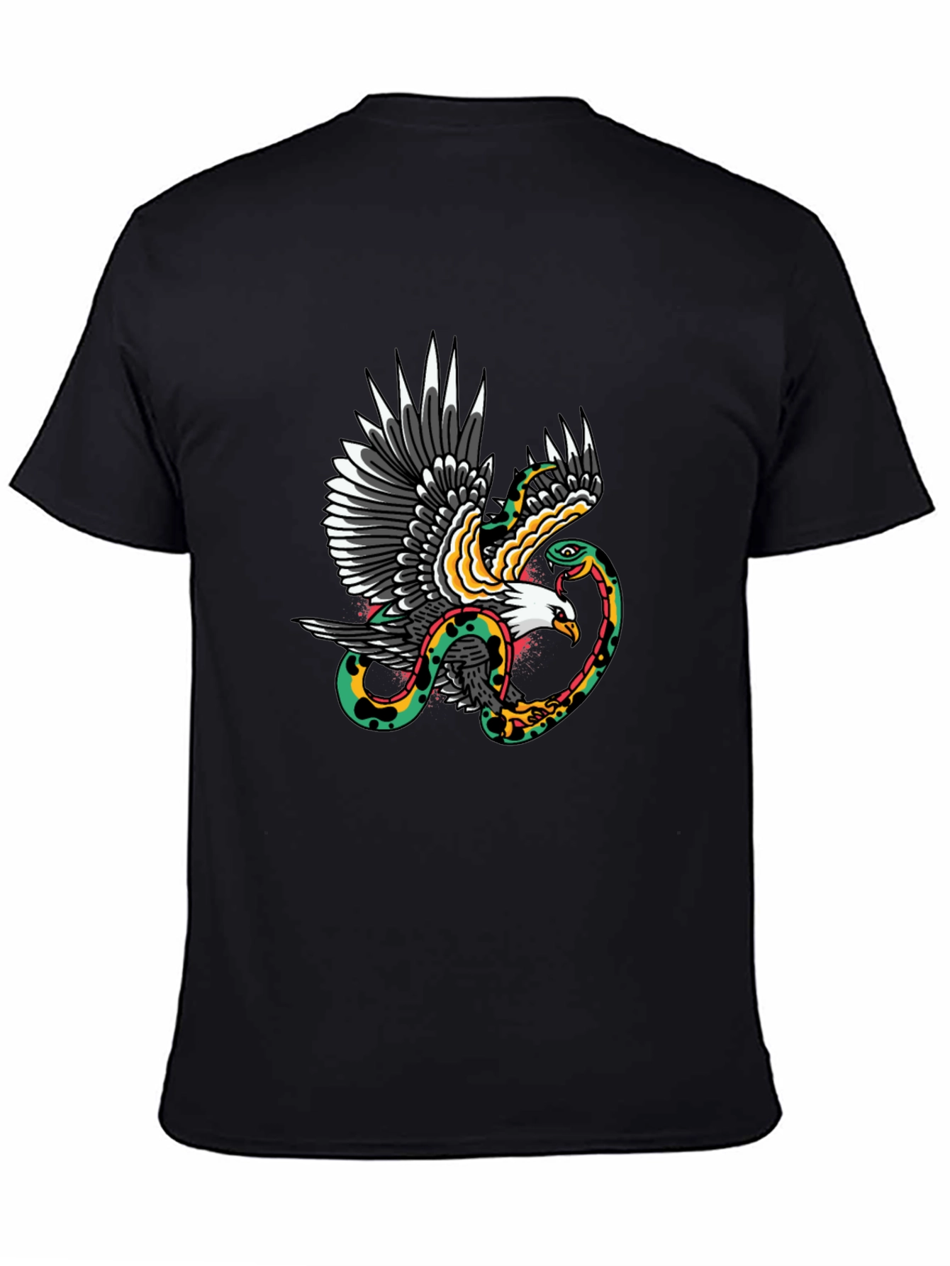 Black Eagle & Snake Graphic Print Black T-Shirt view 4
