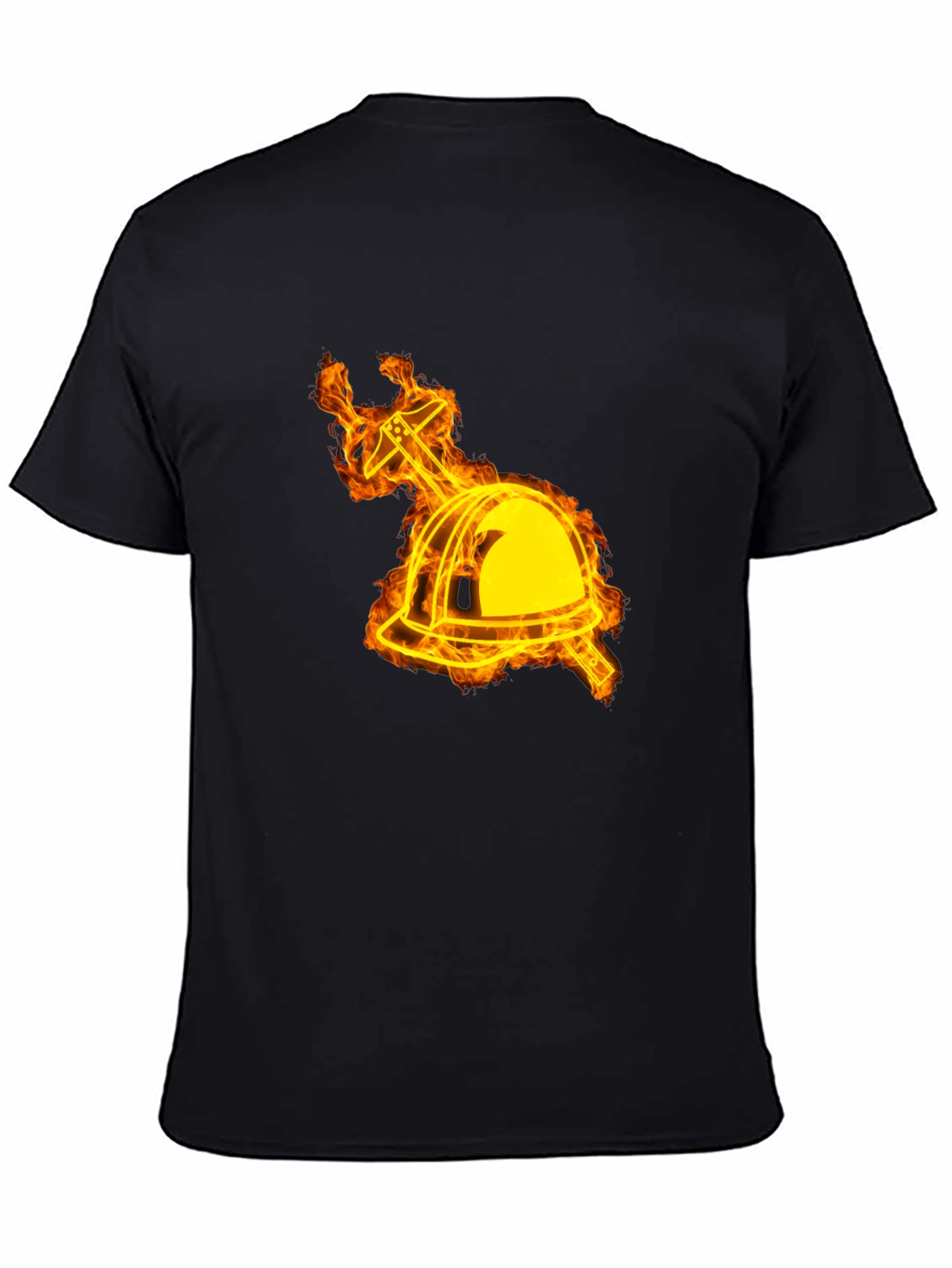Black Flaming Firefighter Helmet Graphic Tee view 4