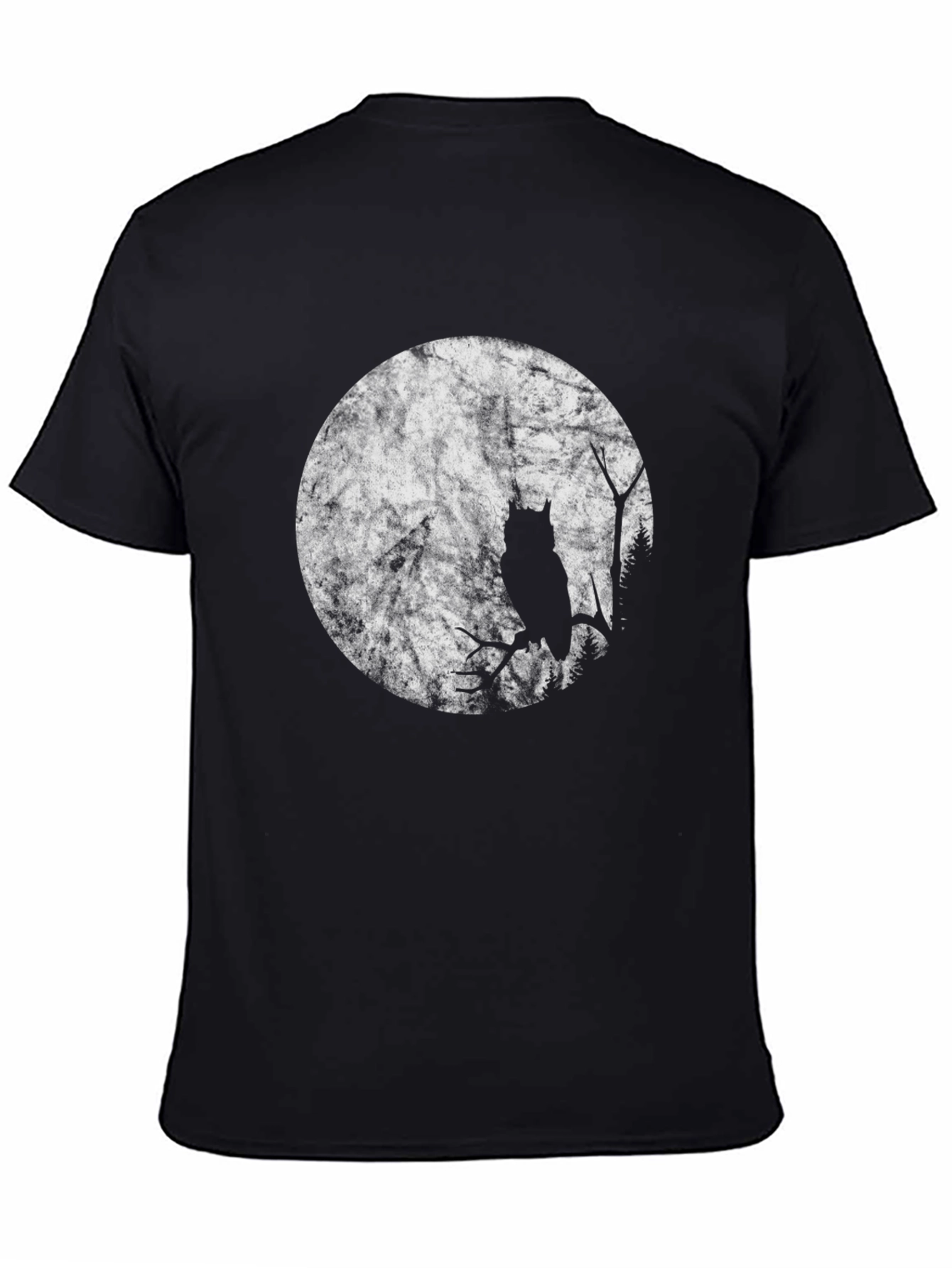 Black Owl Moon Graphic T-Shirt - Black Cotton Tee view 4