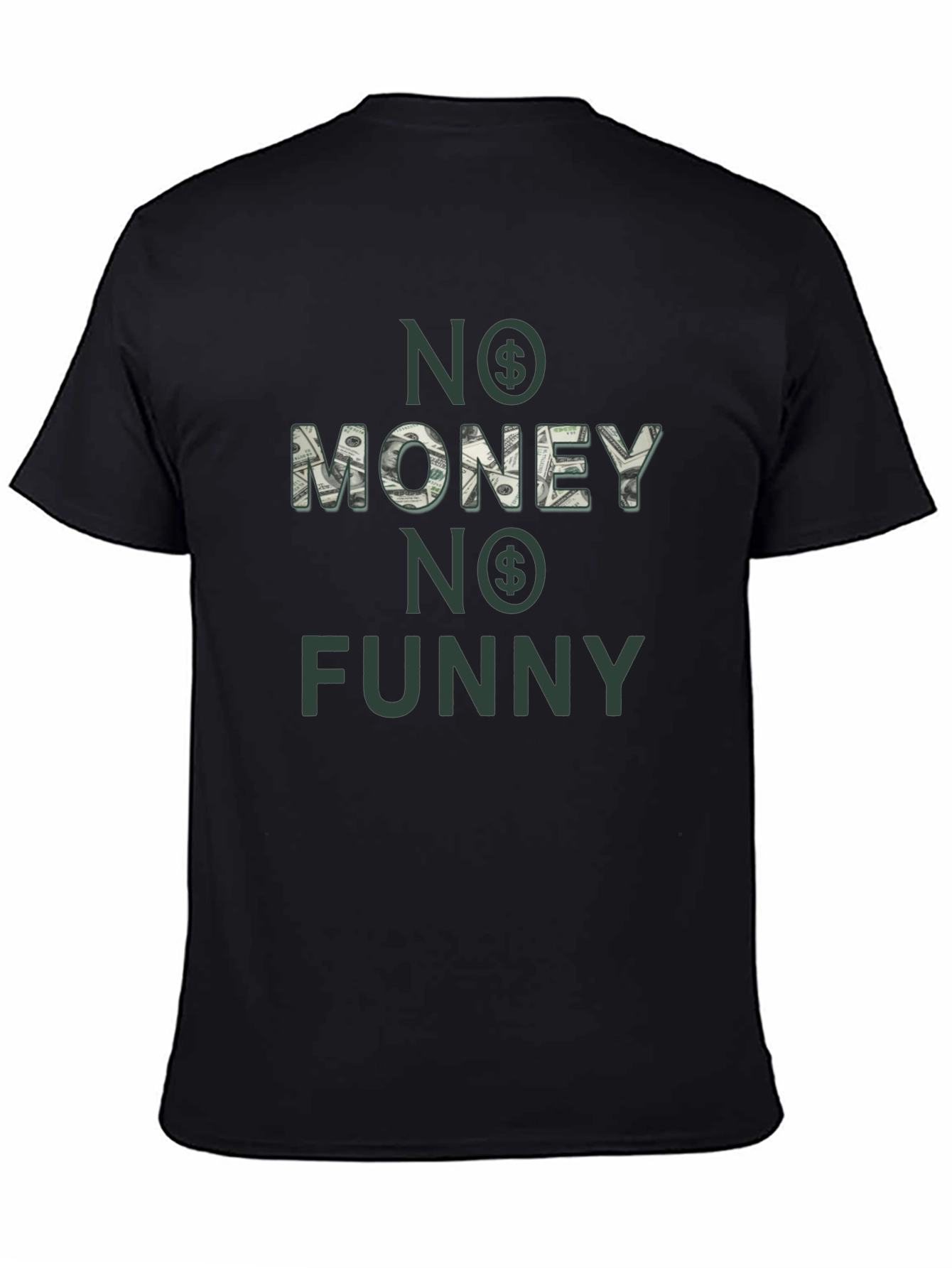 Black No Money No Funny T-Shirt - Black Graphic Tee view 4
