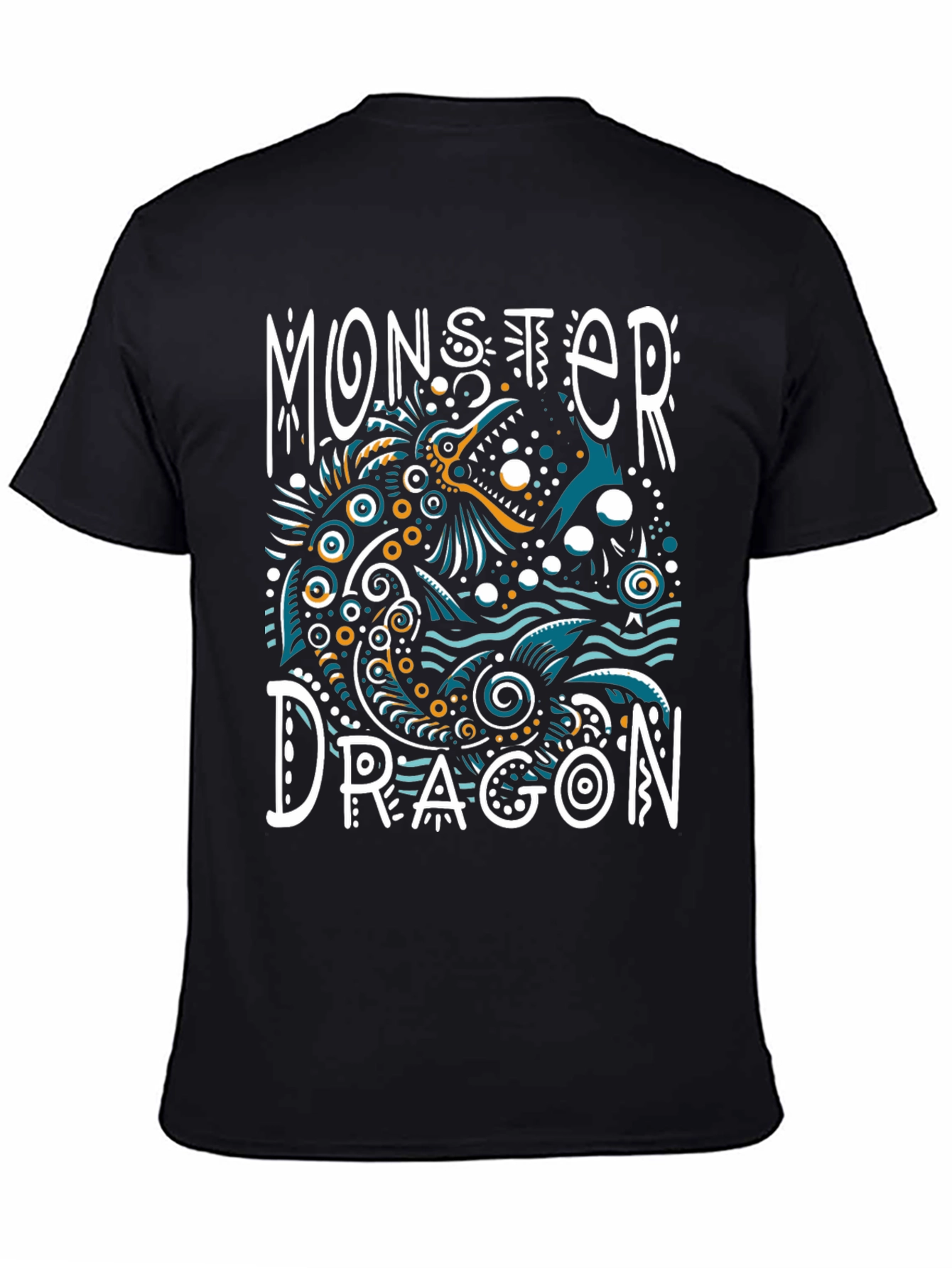 Black Monster Dragon Graphic Tee - Unique Art T-Shirt view 4