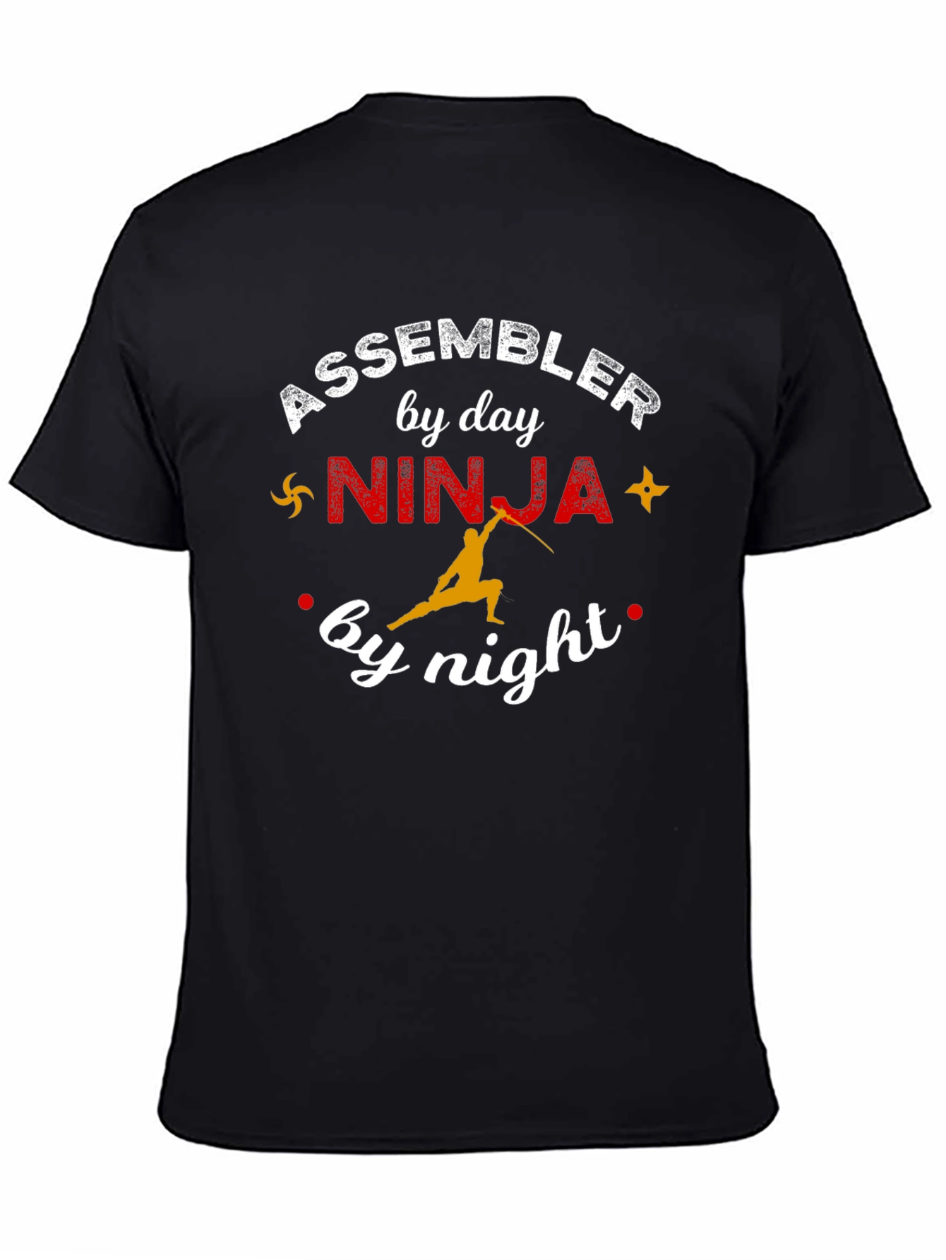 Black Assembler by Day Ninja by Night Graphic Tee view 4