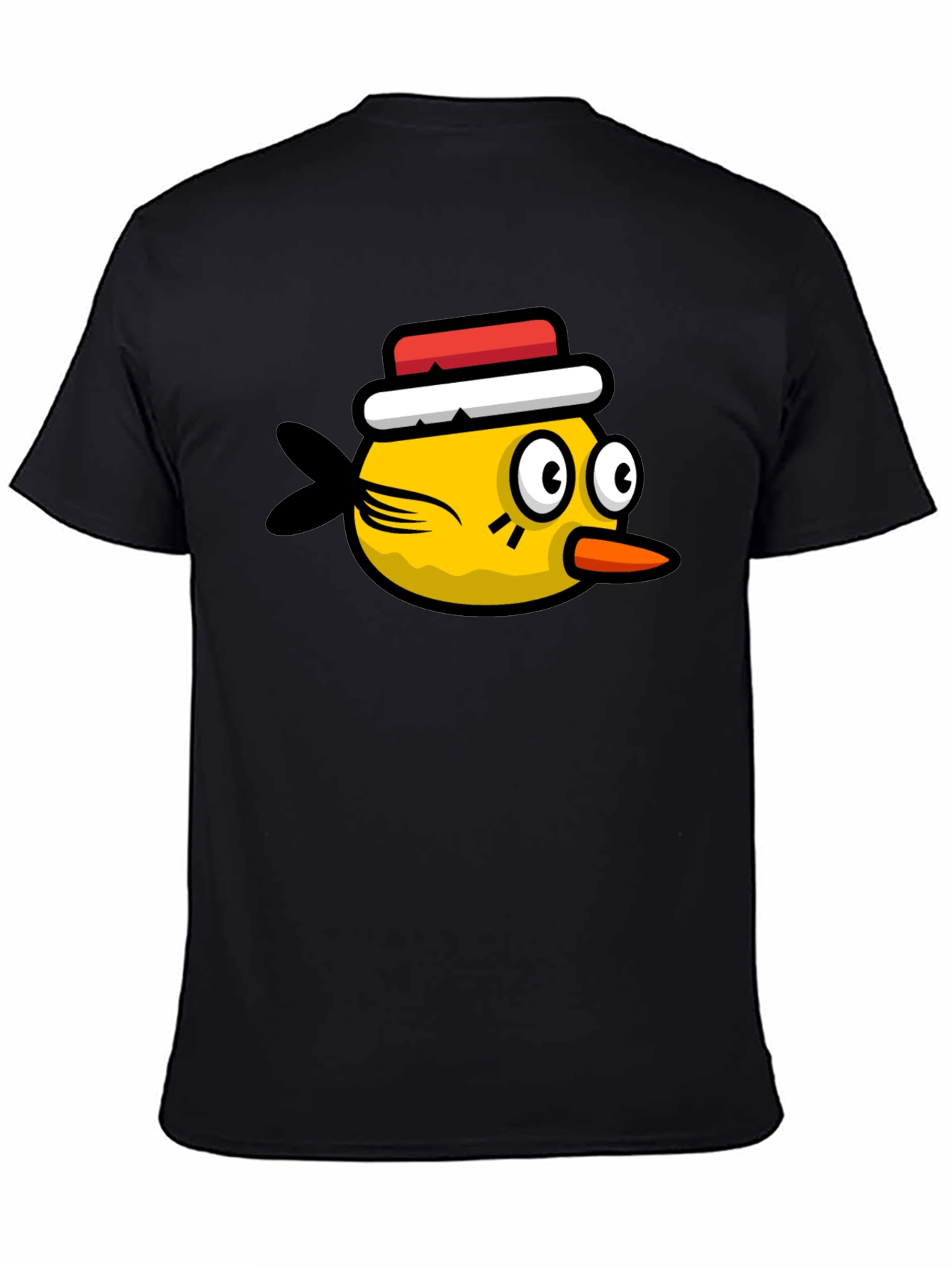 Black Funny Bird Graphic Tee - Black Cotton T-Shirt view 4