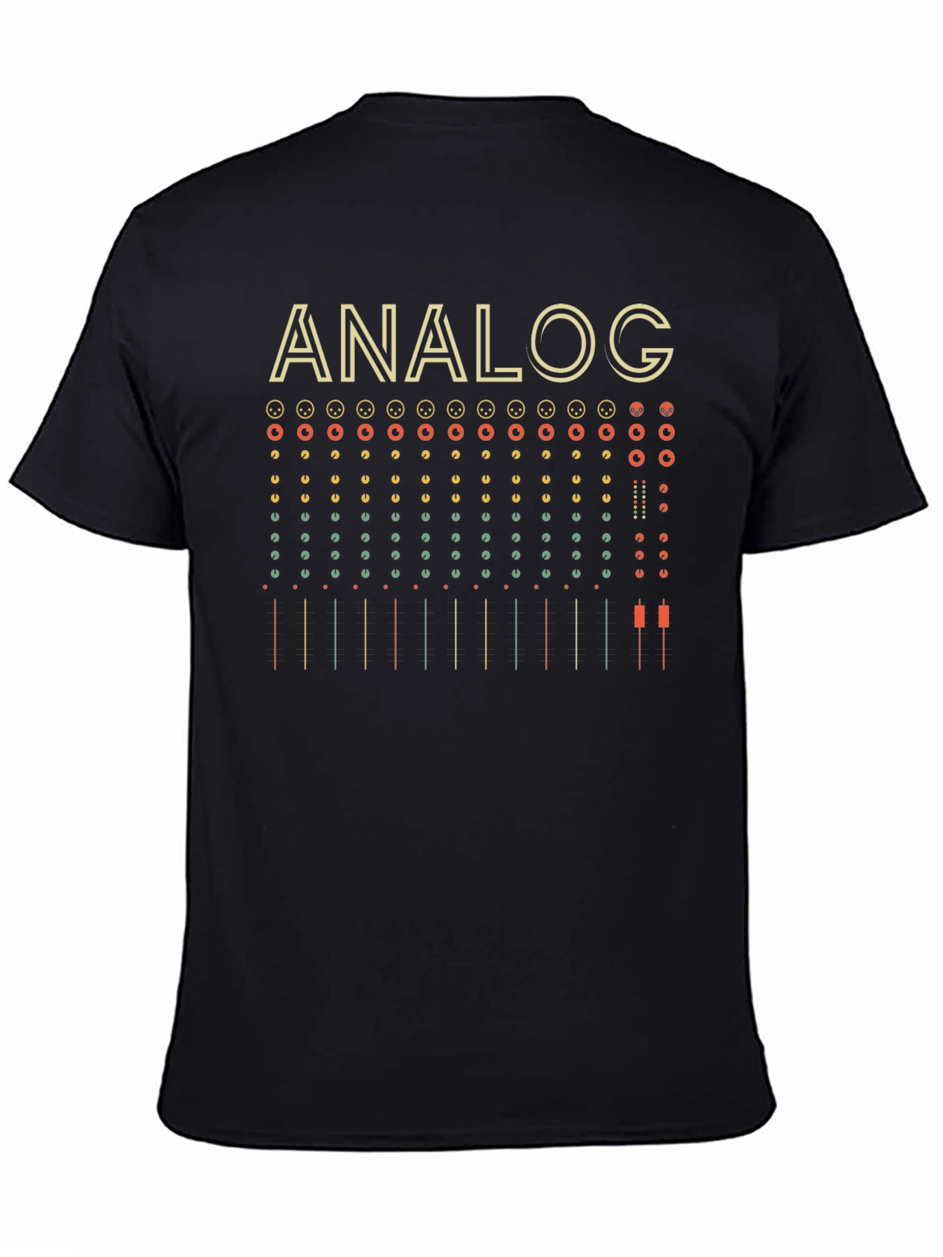 Black Analog Synth T-Shirt - Retro Musical Instrument Design view 4