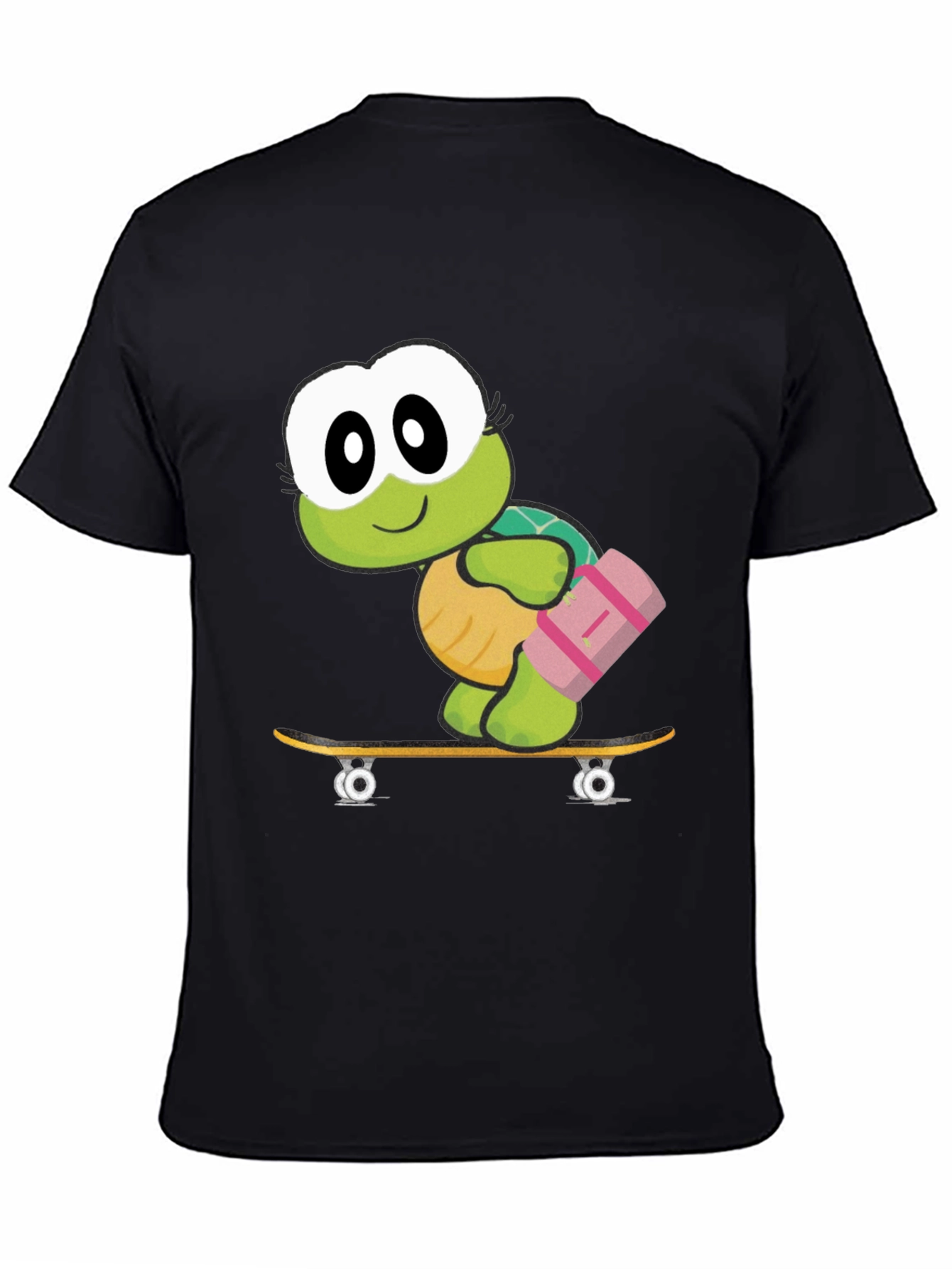 Black Turtle on Skateboard Graphic T-Shirt view 4