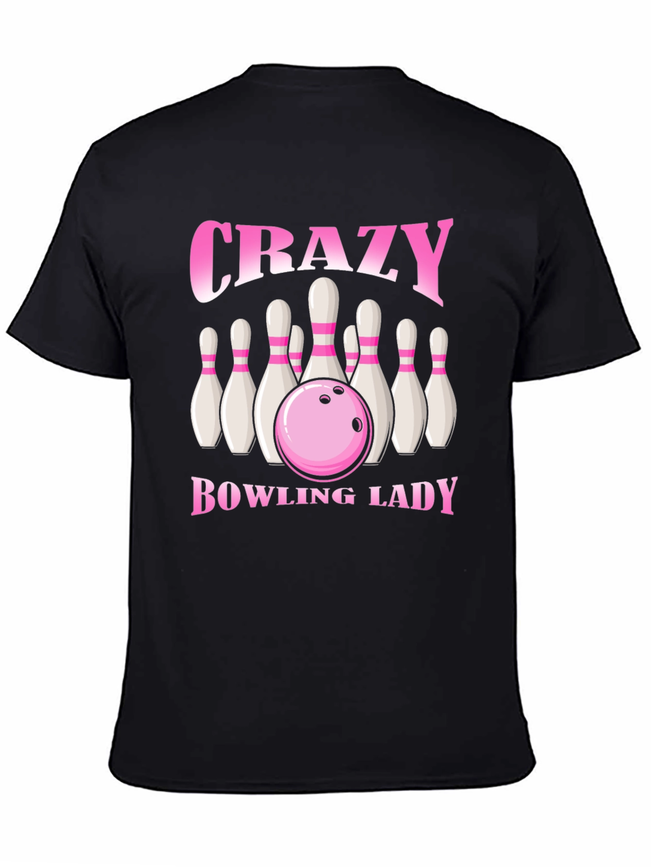 Black Crazy Bowling Lady T-Shirt - Black view 4