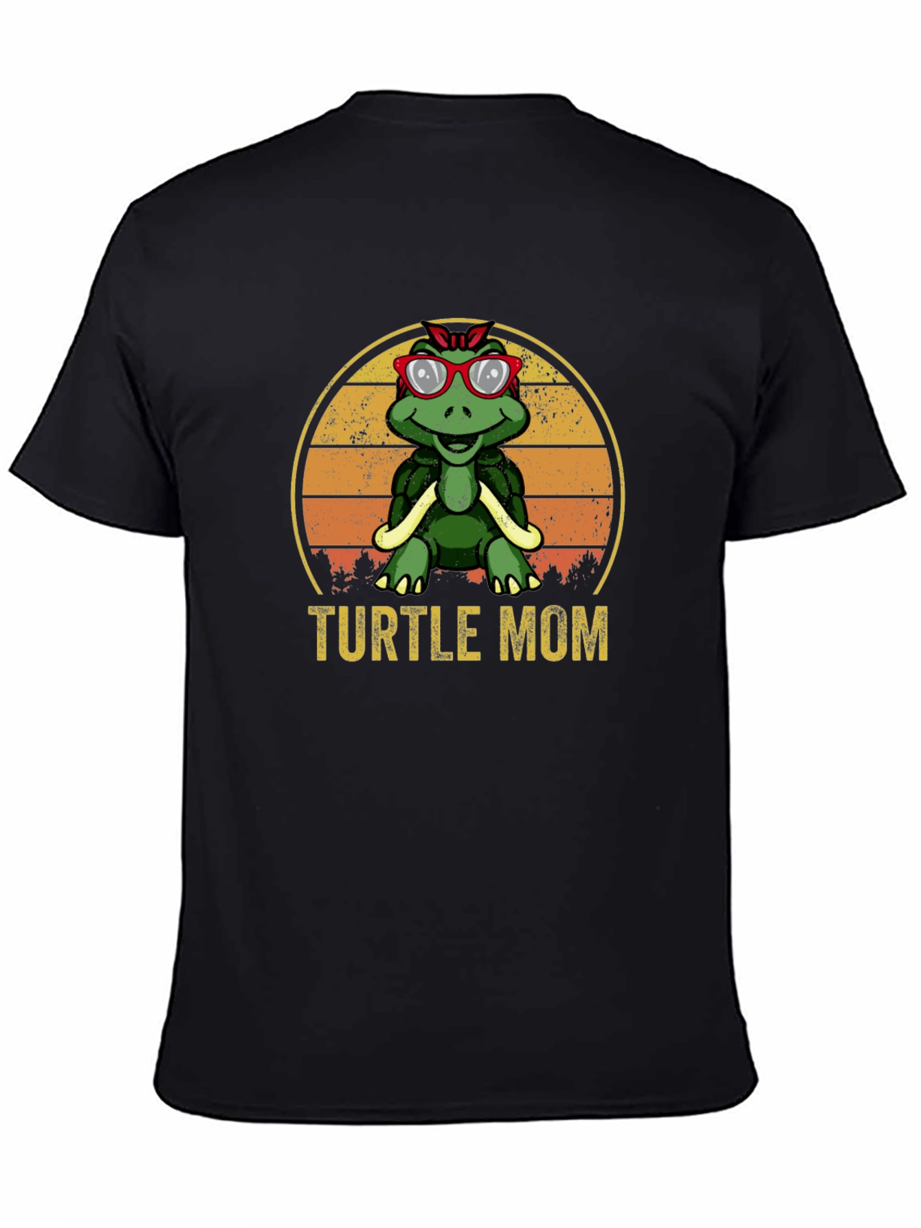 Black Turtle Mom Graphic T-Shirt - Retro Style view 4